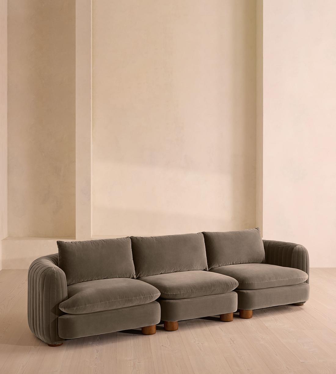 Vivienne Deeper Sit Sectional Sofa - Four Seater - Velvet Taupe US - Listing - Image 2