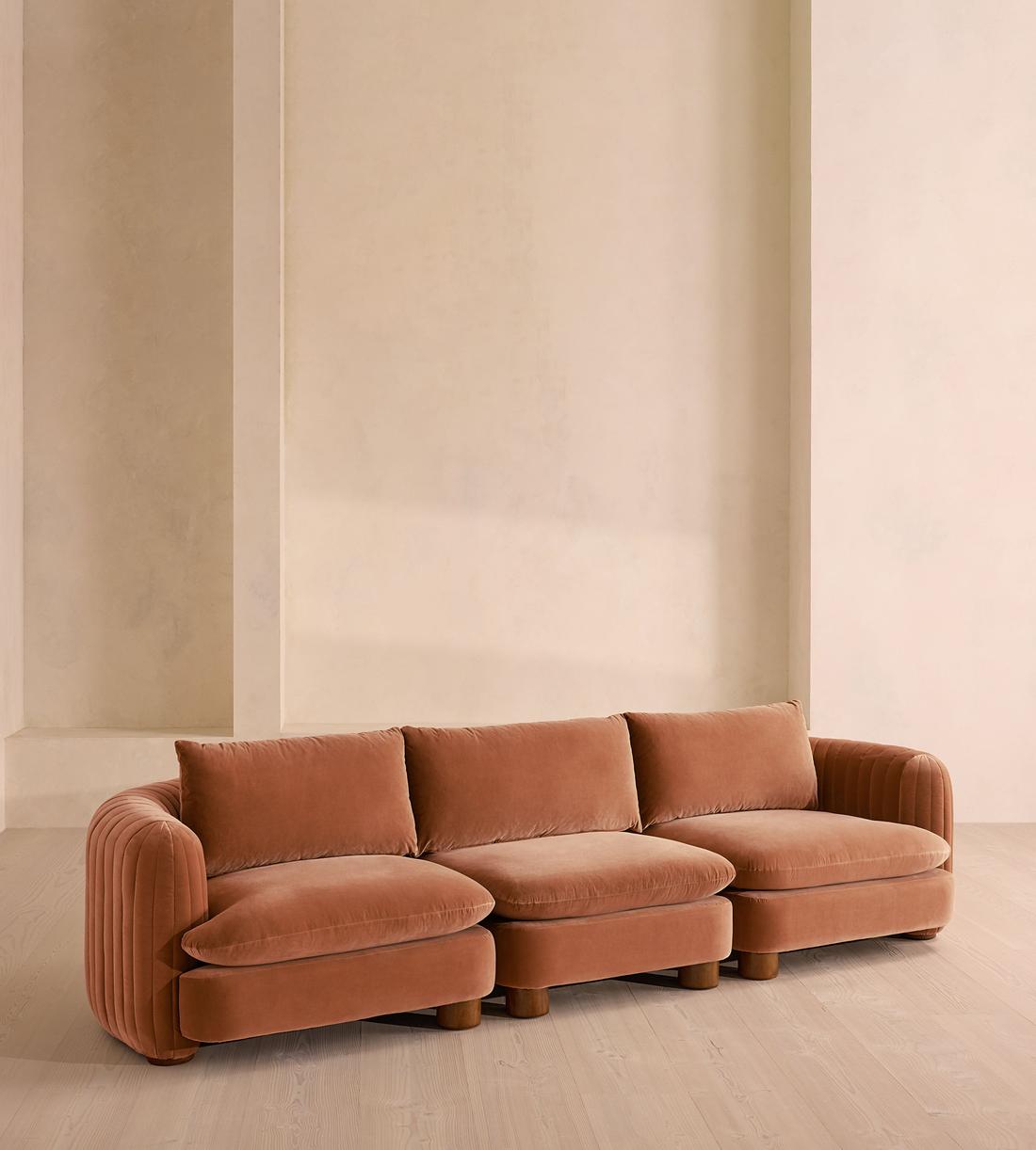 Vivienne Deeper Sit Modular Sofa - Four Seater - Velvet Antique Rose UK - Listing - Image 2