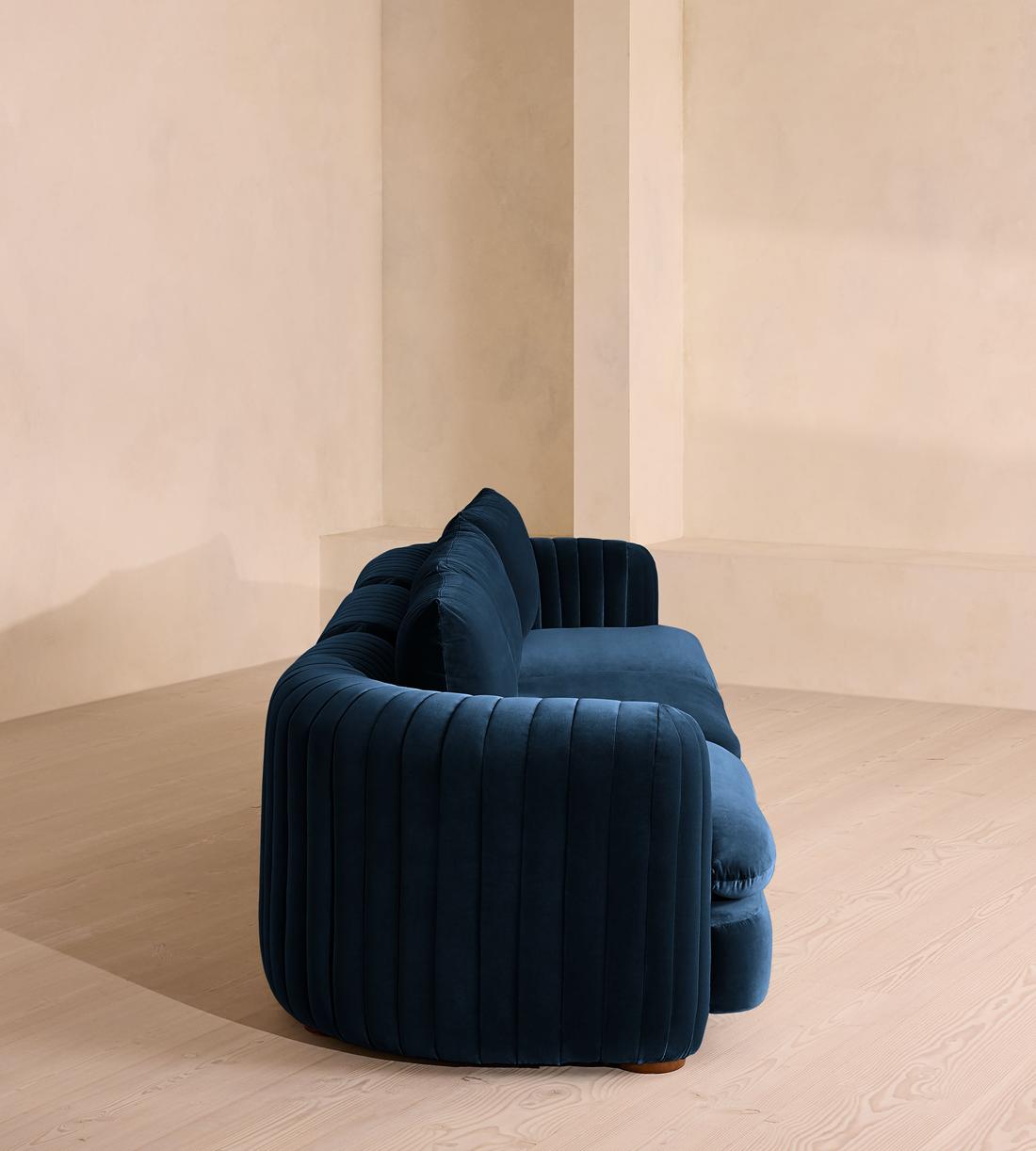 Vivienne Sectional Sofa - Four Seater - Velvet Royal Blue - US - Images - Image 3