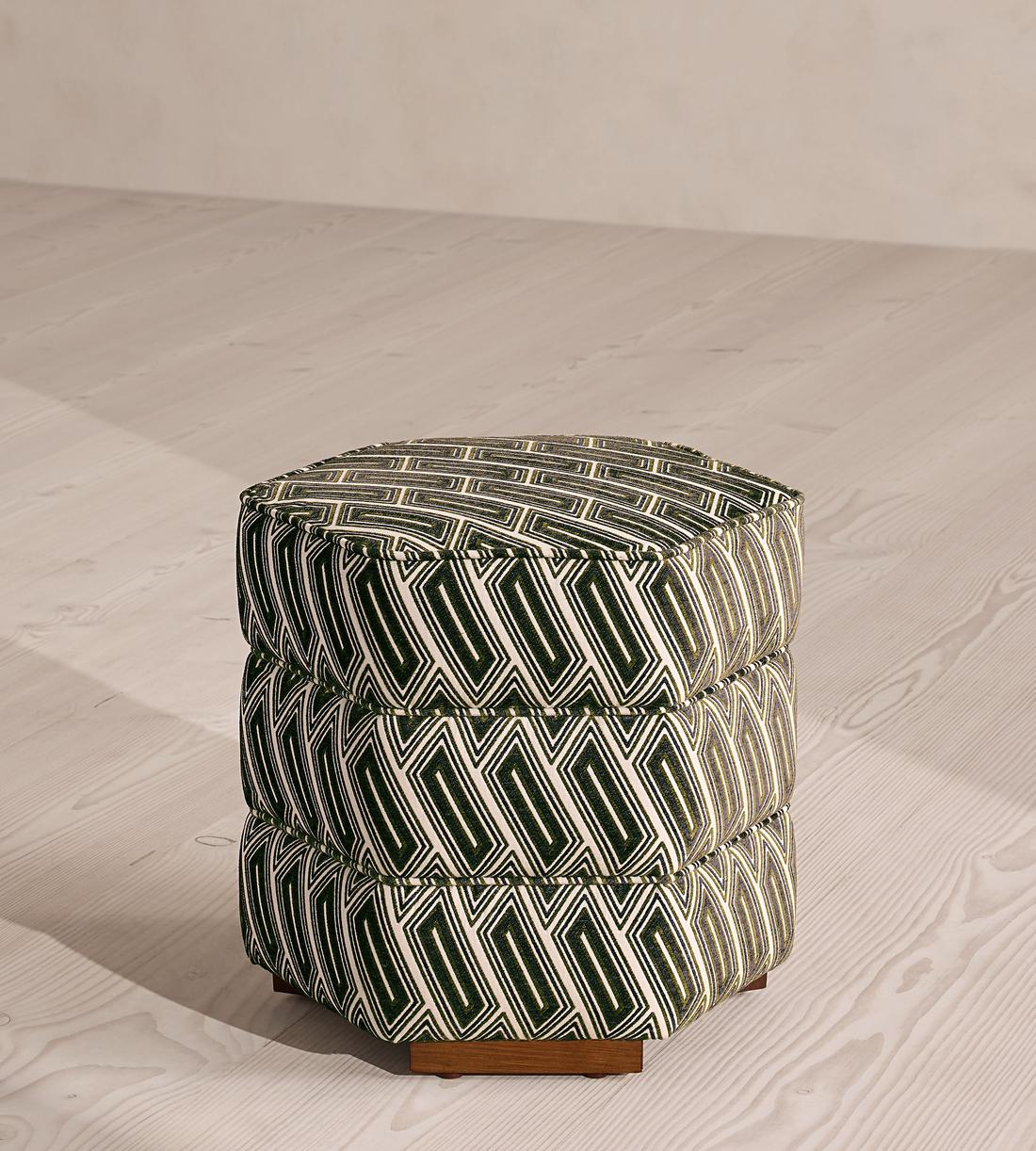 Lyla Footstool - Vende Jacquard - Olive - US - Listing - Image 1