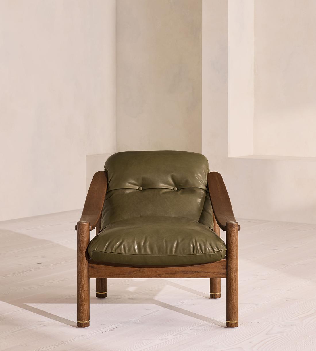 Karine Armchair - Dark Stain - Leather - Moss - US - Listing - Image 2