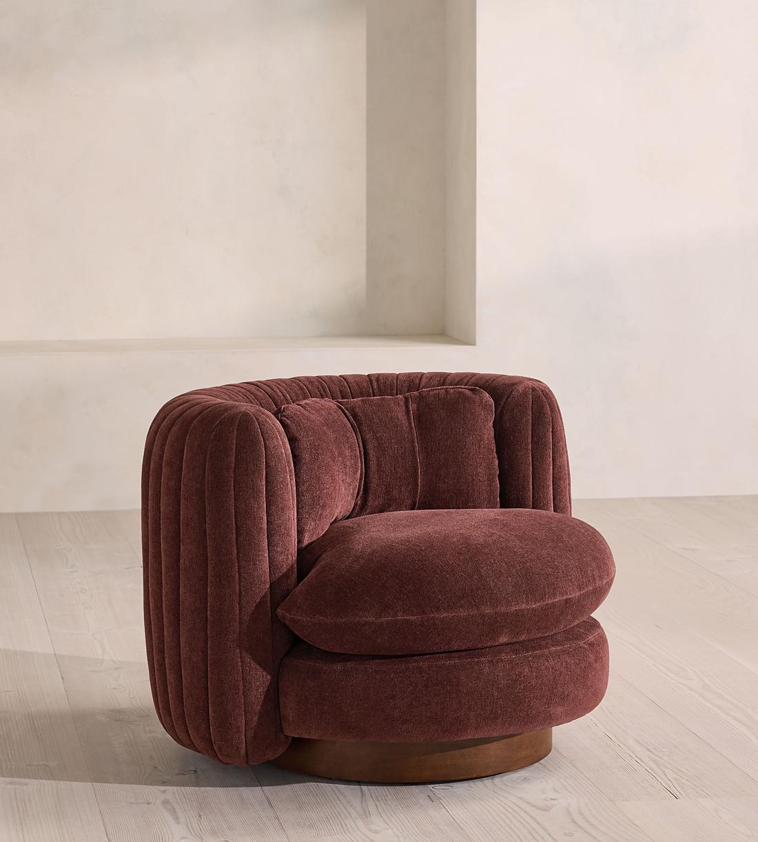 Vivienne Armchair - Linen Chenille - Bordeaux - US - Listing - Image 1