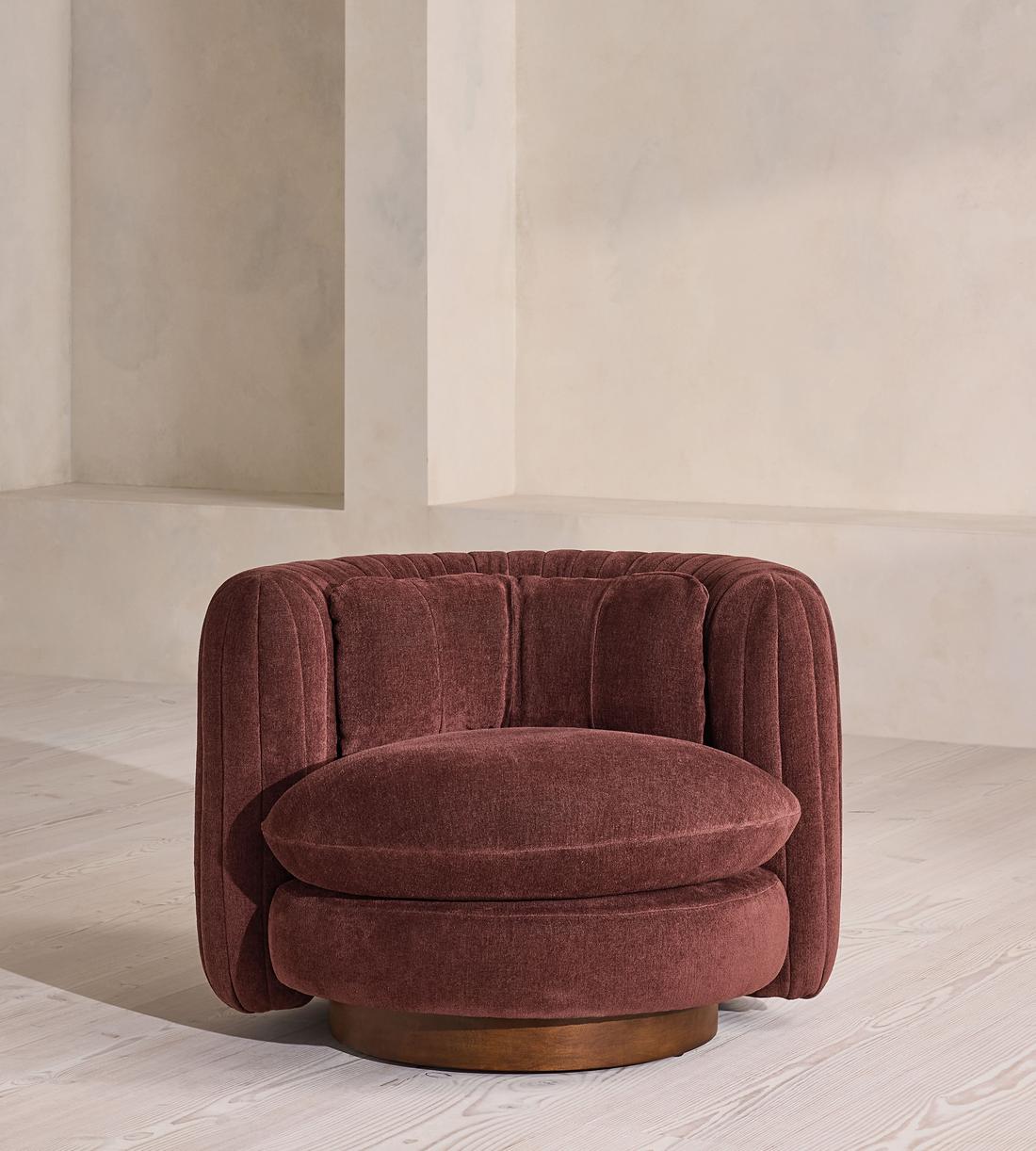 Vivienne Armchair - Linen Chenille - Bordeaux - US - Listing - Image 2