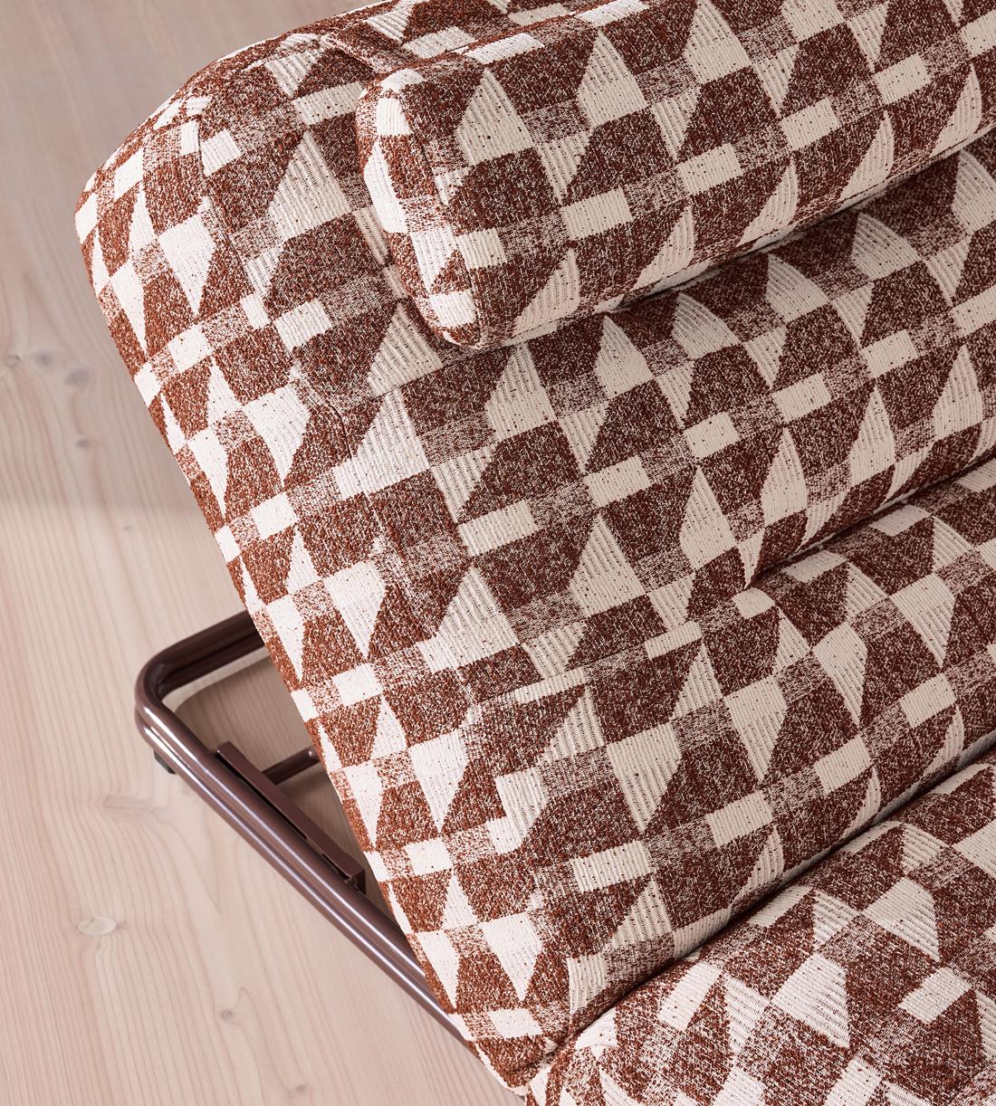 Celia Outdoor Sunlounger - Geometric - Maroon - Images - Image 7