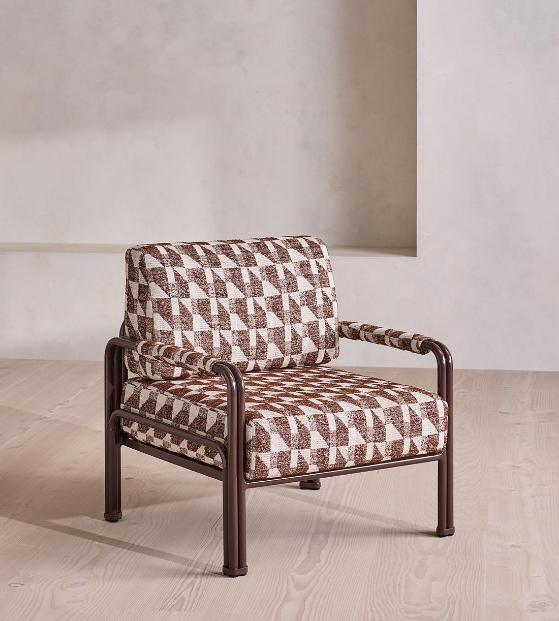 Elias Outdoor Armchair - Geometric - Maroon - UK - Listing - Image 4