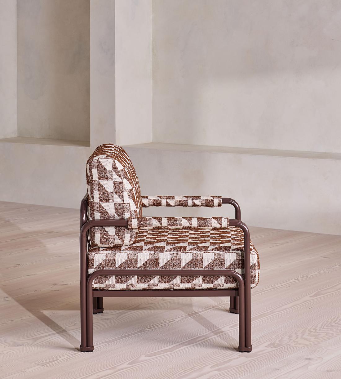 Elias Outdoor Armchair - Geometric - Maroon - UK - Images - Image 6