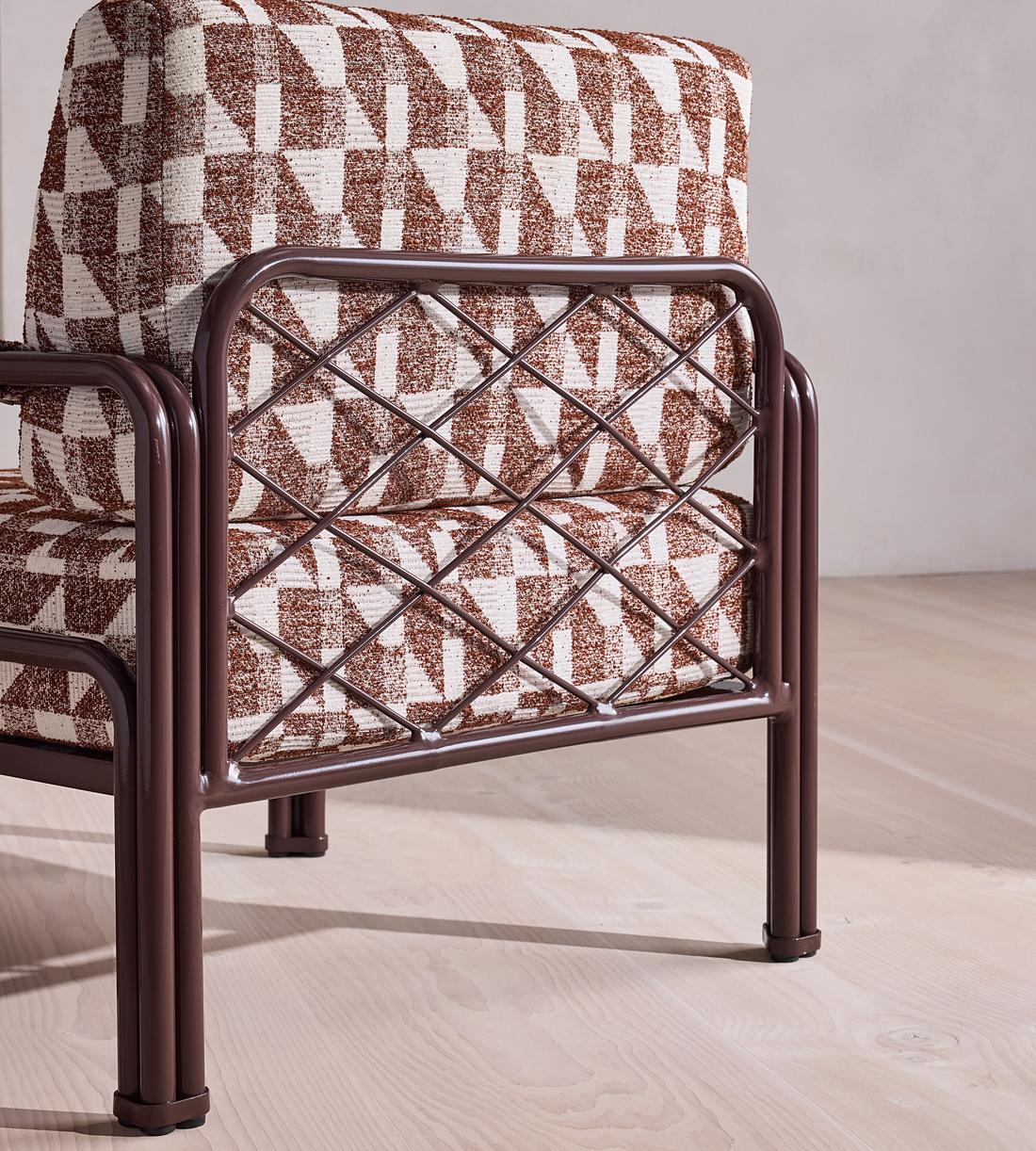 Elias Outdoor Armchair - Geometric - Maroon - UK - Images - Image 8