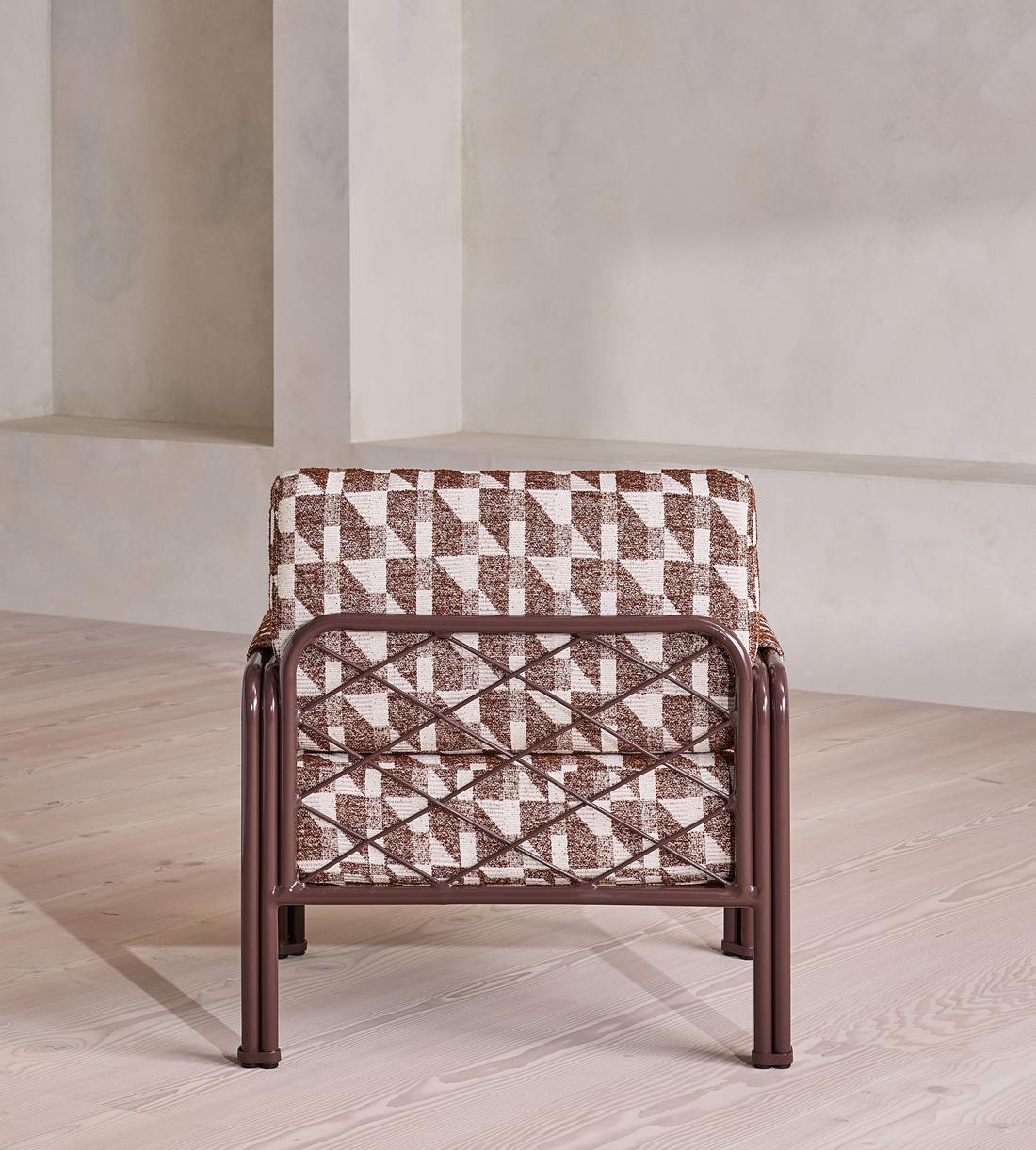 Elias Outdoor Armchair - Geometric - Maroon - US - Images - Image 7