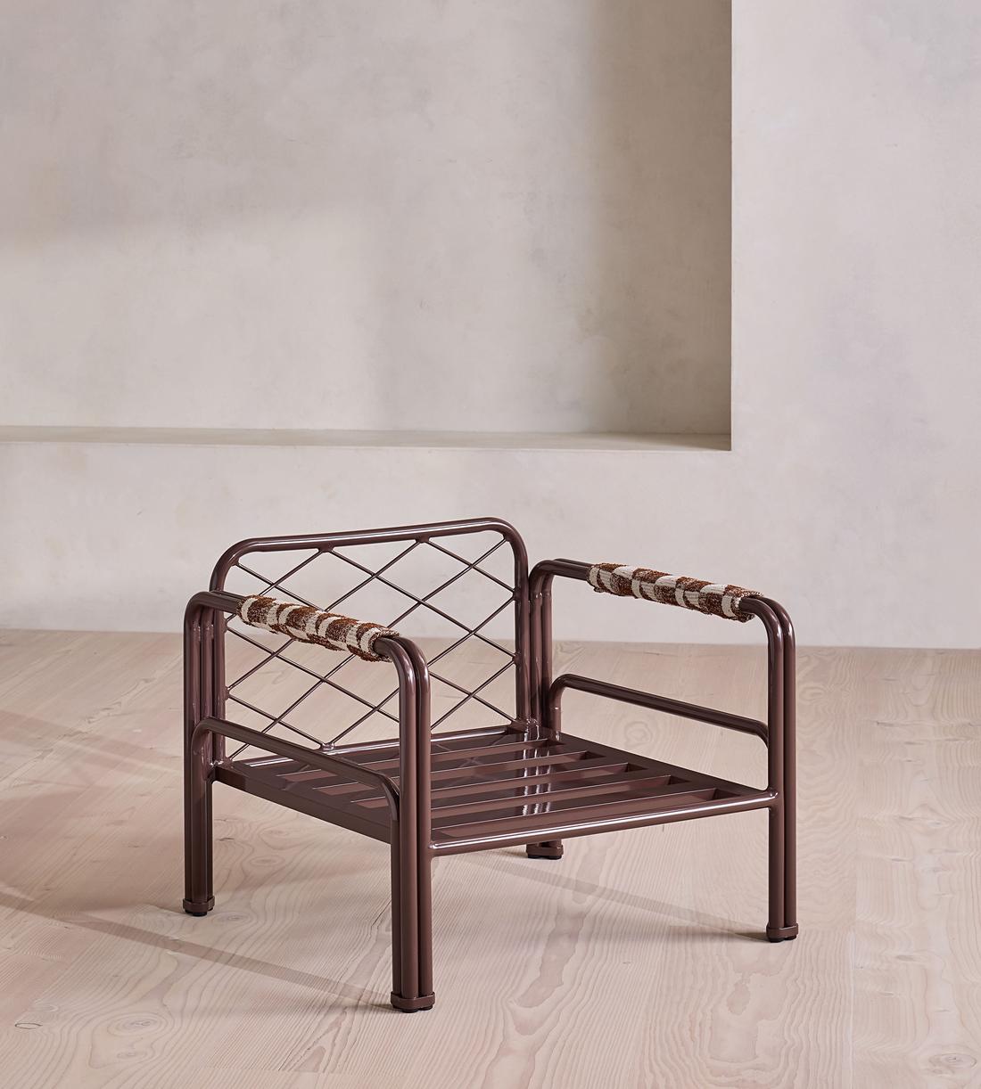Elias Outdoor Armchair - Geometric - Maroon - US - Images - Image 9