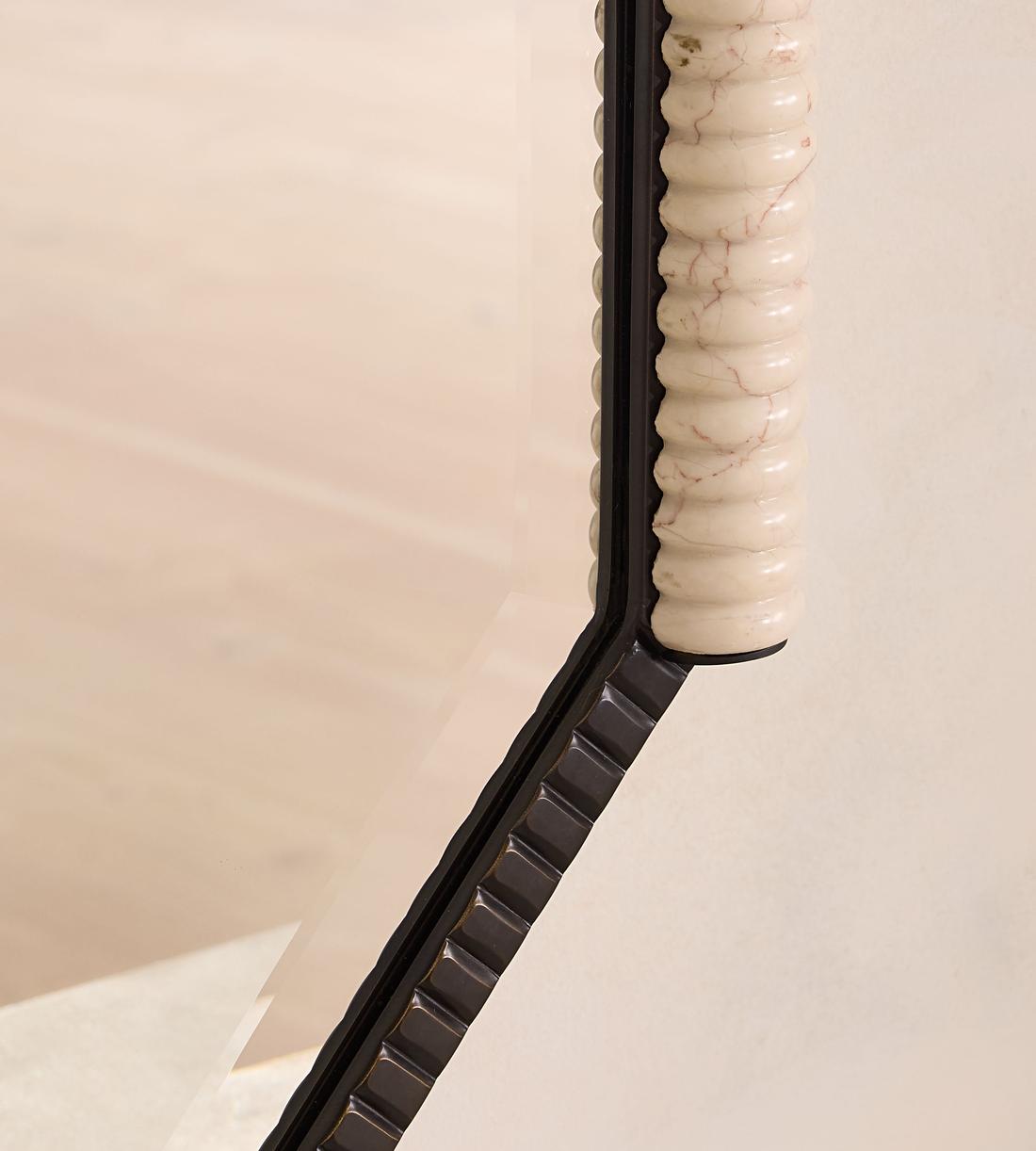 Welton Wall Mirror - Blackened Brass & Travertine - Extra Small - Images - Image 4