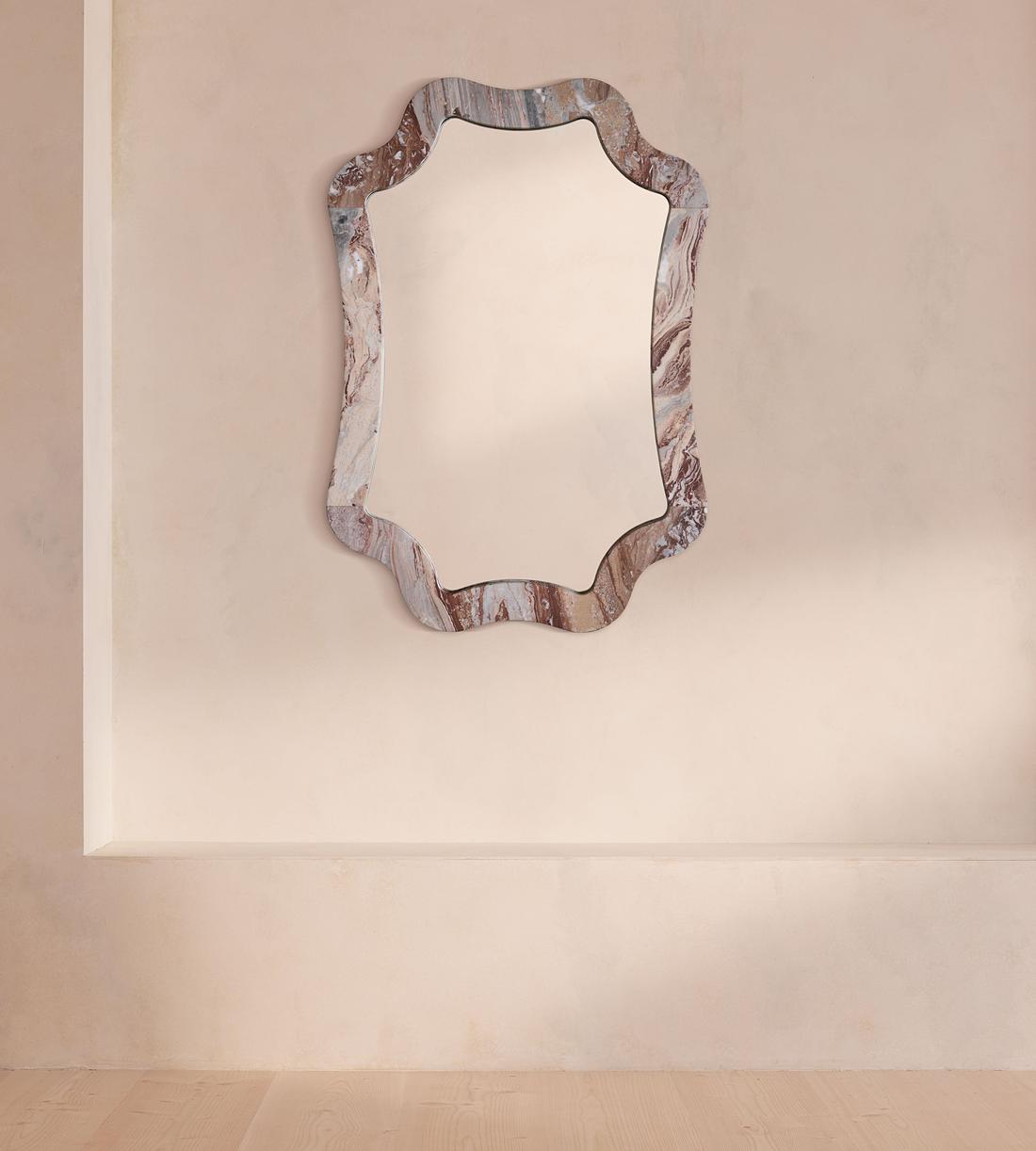Hollis Wall Mirror - Arabescato Orobico Rosso Marble - Listing - Image 1