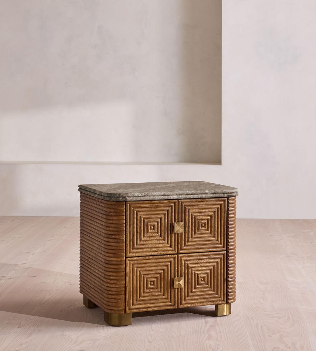 Kingsley Bedside Table - Large - Grey Emperador Marble - Listing - Image 2