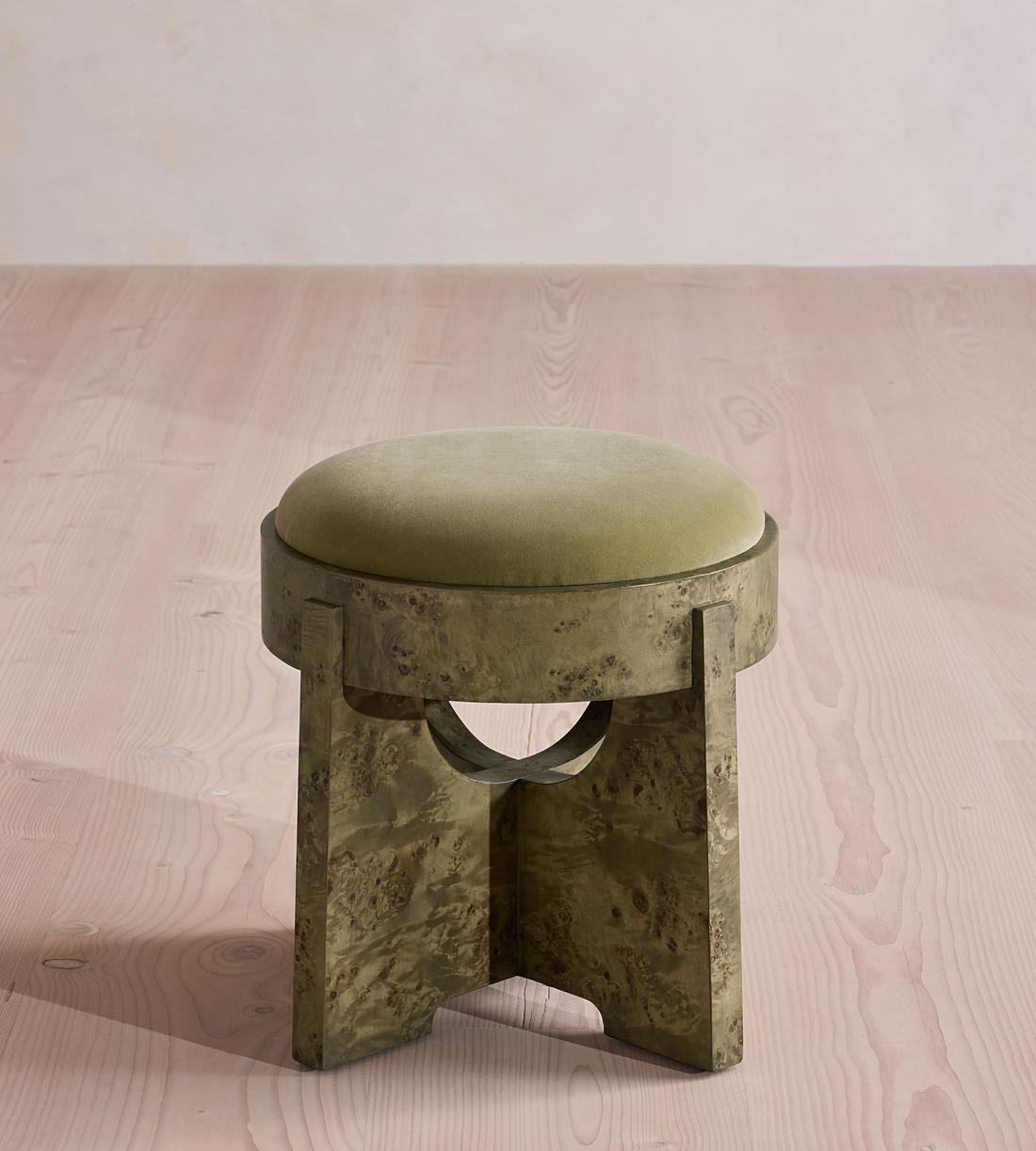 Dalton Burl Footstool - Velvet - Lichen - US - Listing - Image 3