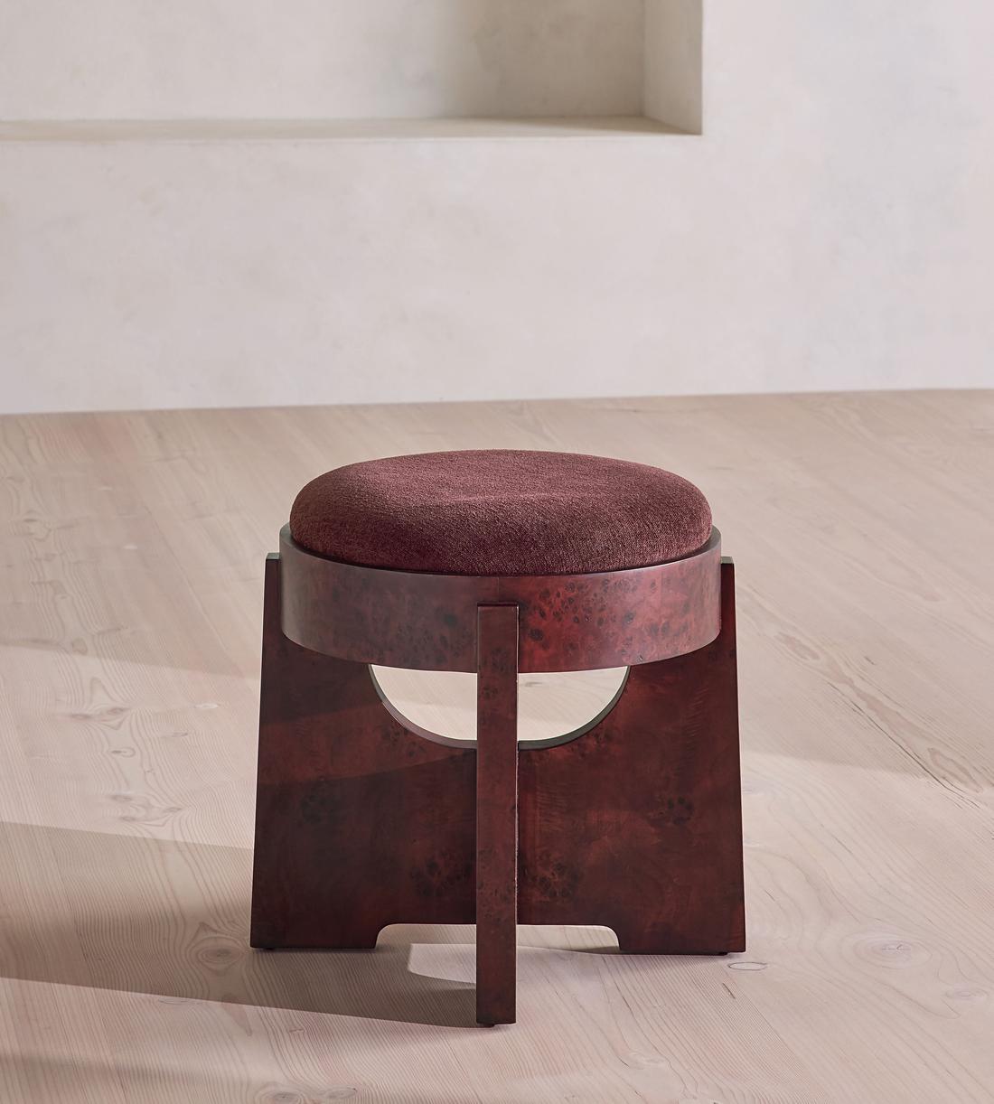 Dalton Burl Footstool - Linen Chenille - Bordeaux - US - Listing - Image 3