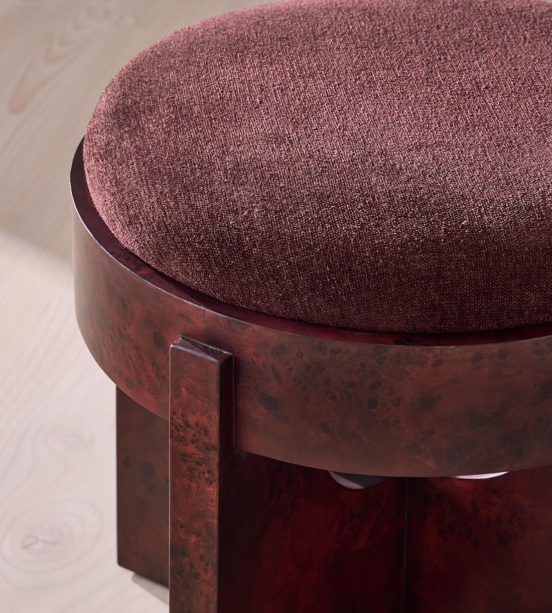 Dalton Burl Footstool - Linen Chenille - Bordeaux - US - Images - Image 4