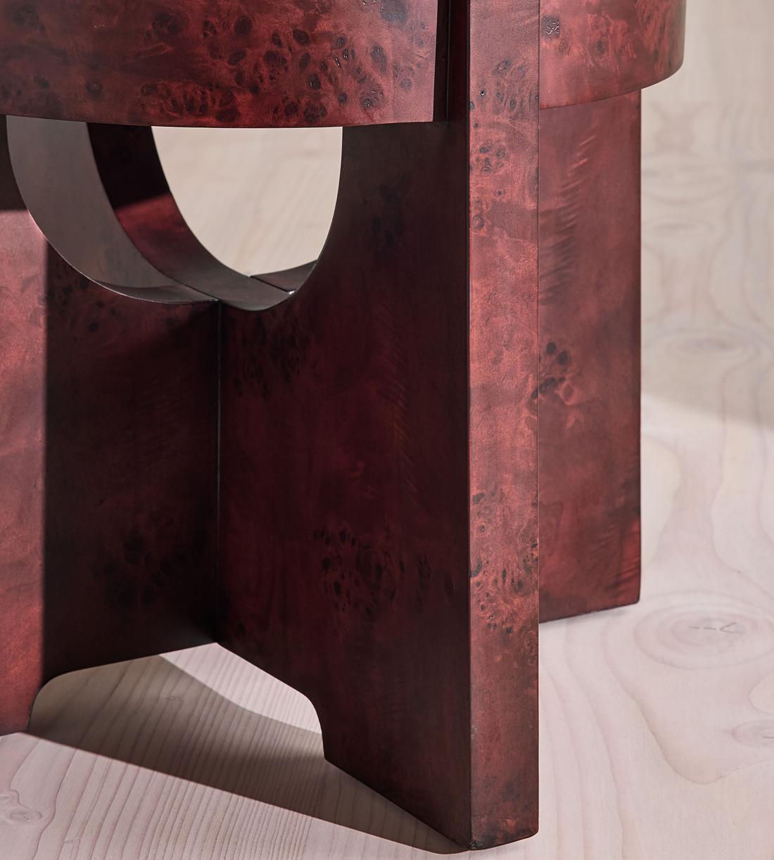 Dalton Burl Footstool - Linen Chenille - Bordeaux - US - Images - Image 5