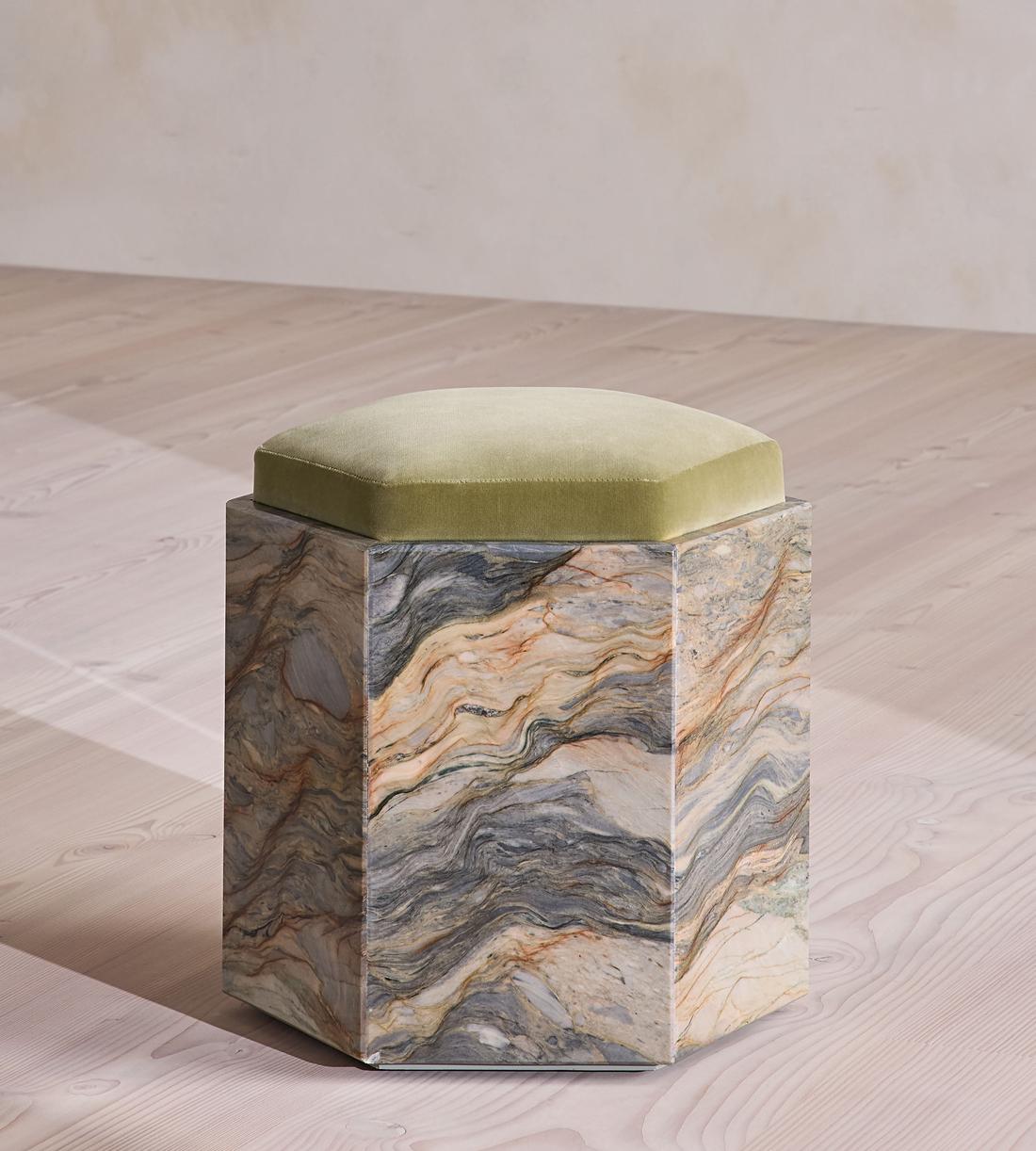 Novi Footstool - Velvet - Lichen - US - Listing - Image 1
