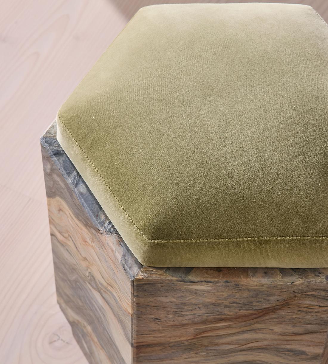Novi Footstool - Velvet - Lichen - US - Images - Image 3