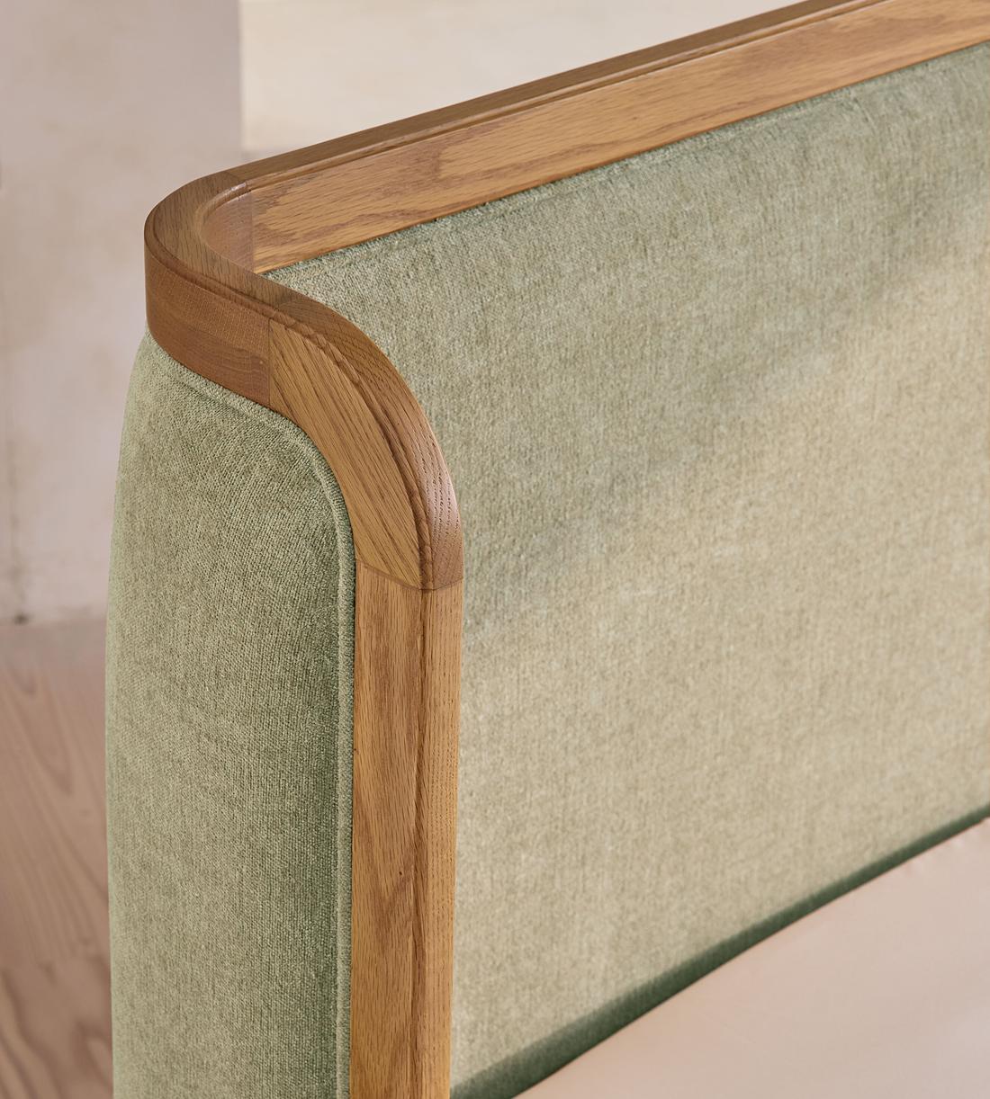 Belsa Bed - Light Wood - King - Linen Chenille - Sage - UK - Images - Image 6
