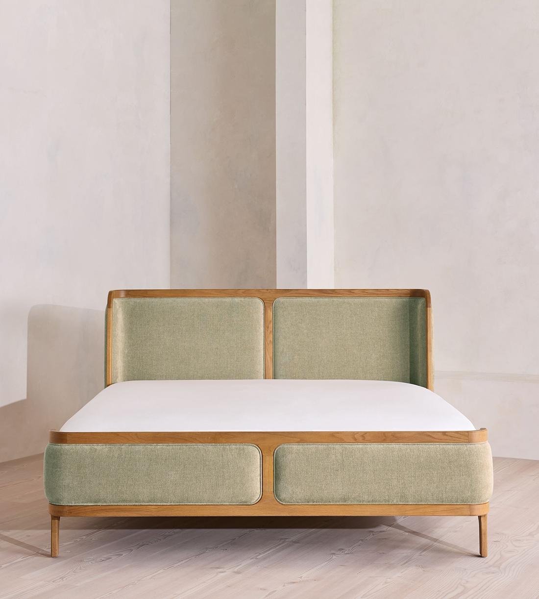 Belsa Bed - Light Wood - Queen - Linen Chenille - Sage - US - Listing - Image 3
