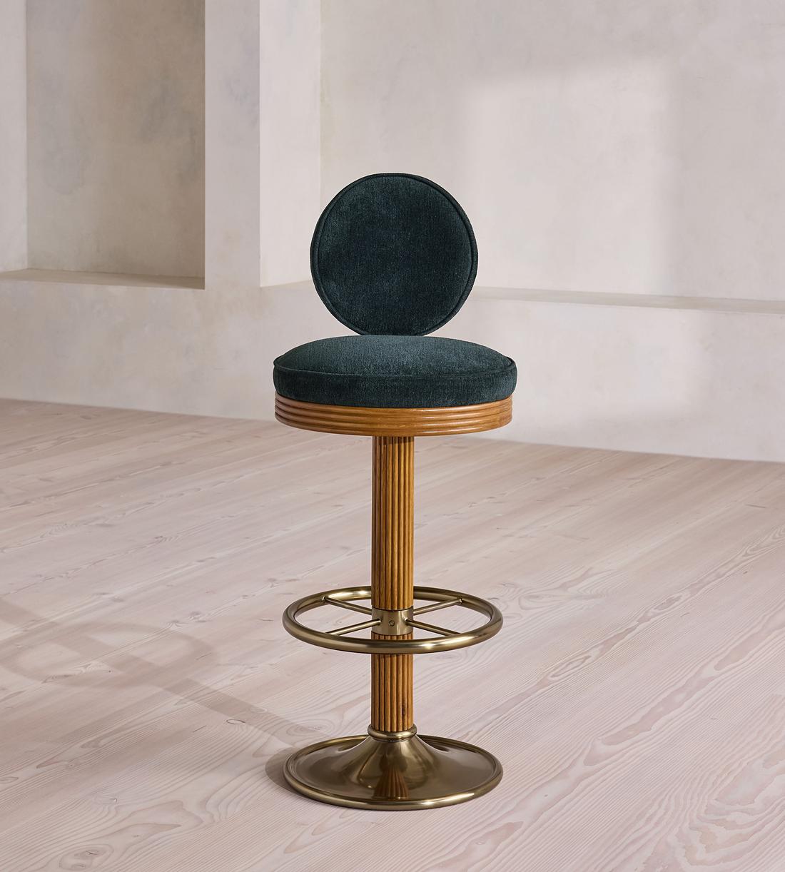 Alma Barstool - Linen Chenille - Deep Teal - US - Listing - Image 1