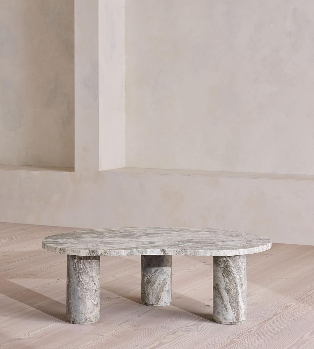Tisbury Oval Coffee Table - Terra Bianca Marble - Listing - Image 5