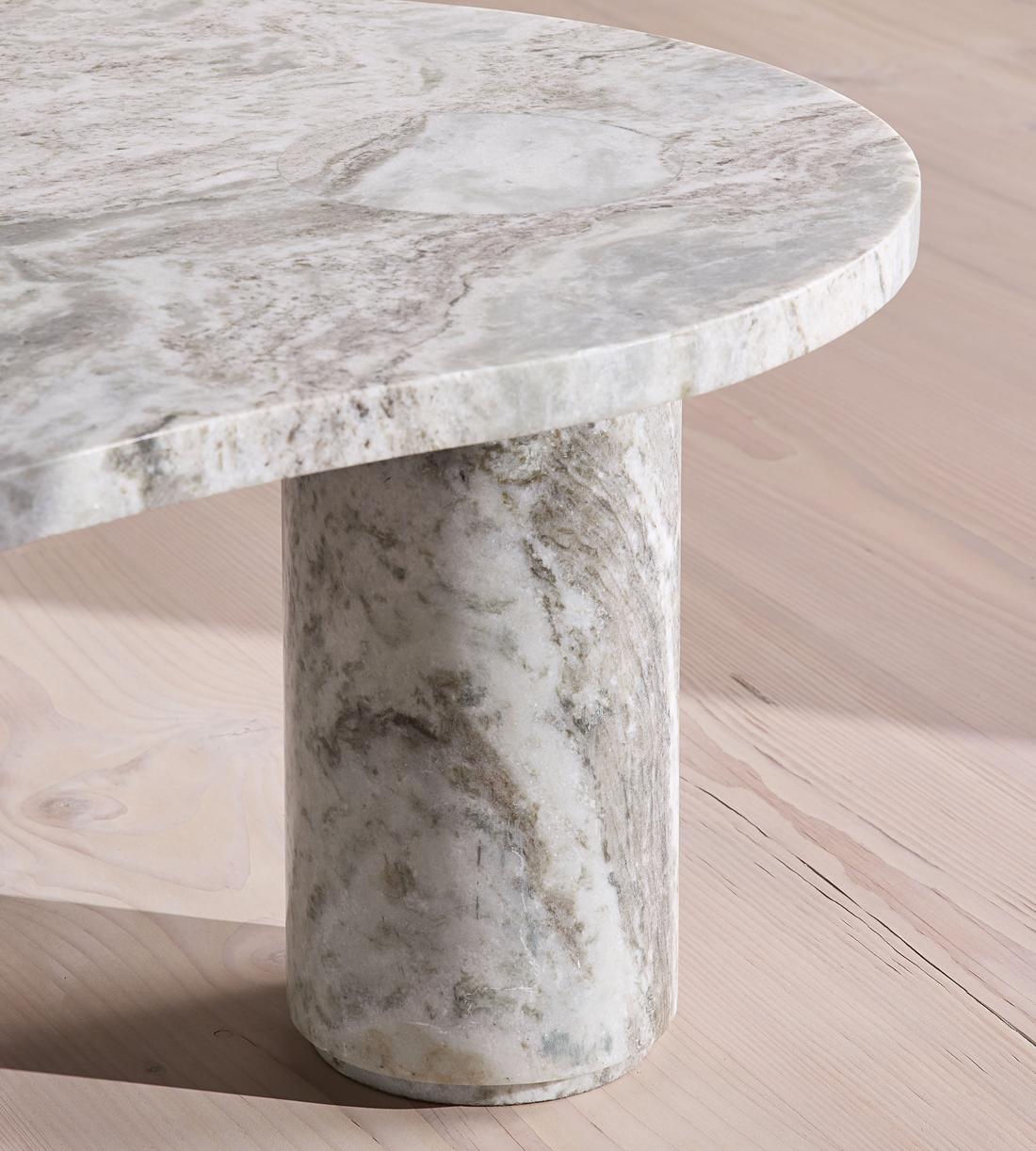 Tisbury Oval Coffee Table - Terra Bianca Marble - Images - Image 8