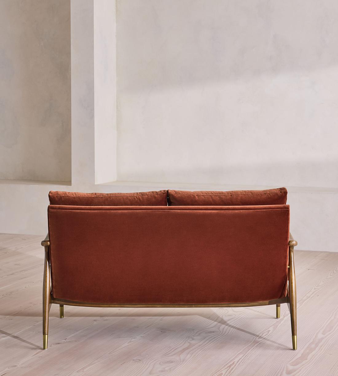 Theodore Two Seater Sofa - Velvet - Rust - US - Images - Image 6