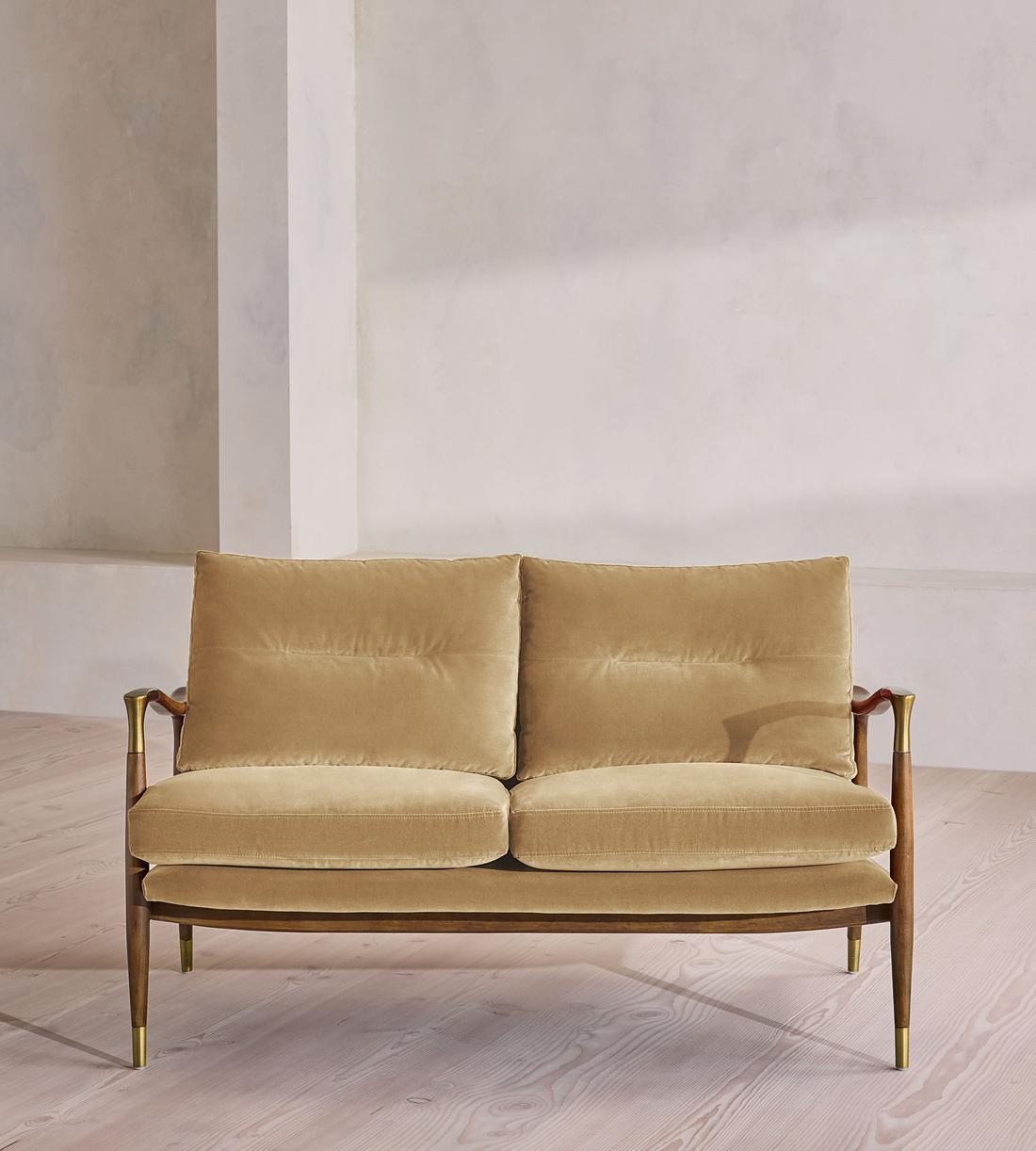 Theodore Two Seater Sofa - Velvet - Camel - US - Listing - Image 2