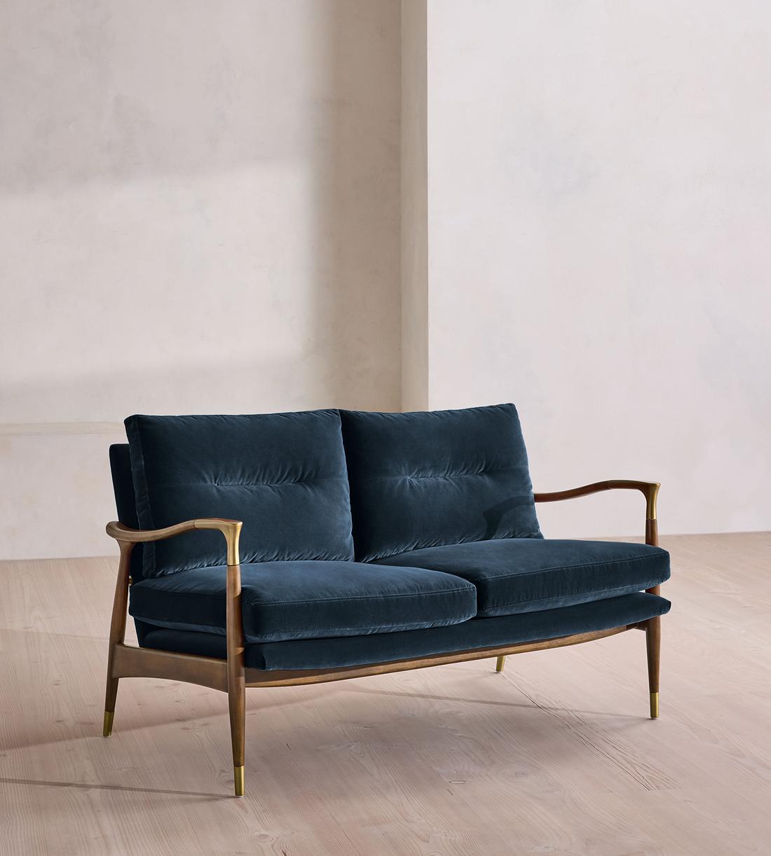 Theodore Two Seater Sofa - Velvet - Royal Blue - US - Listing - Image 1