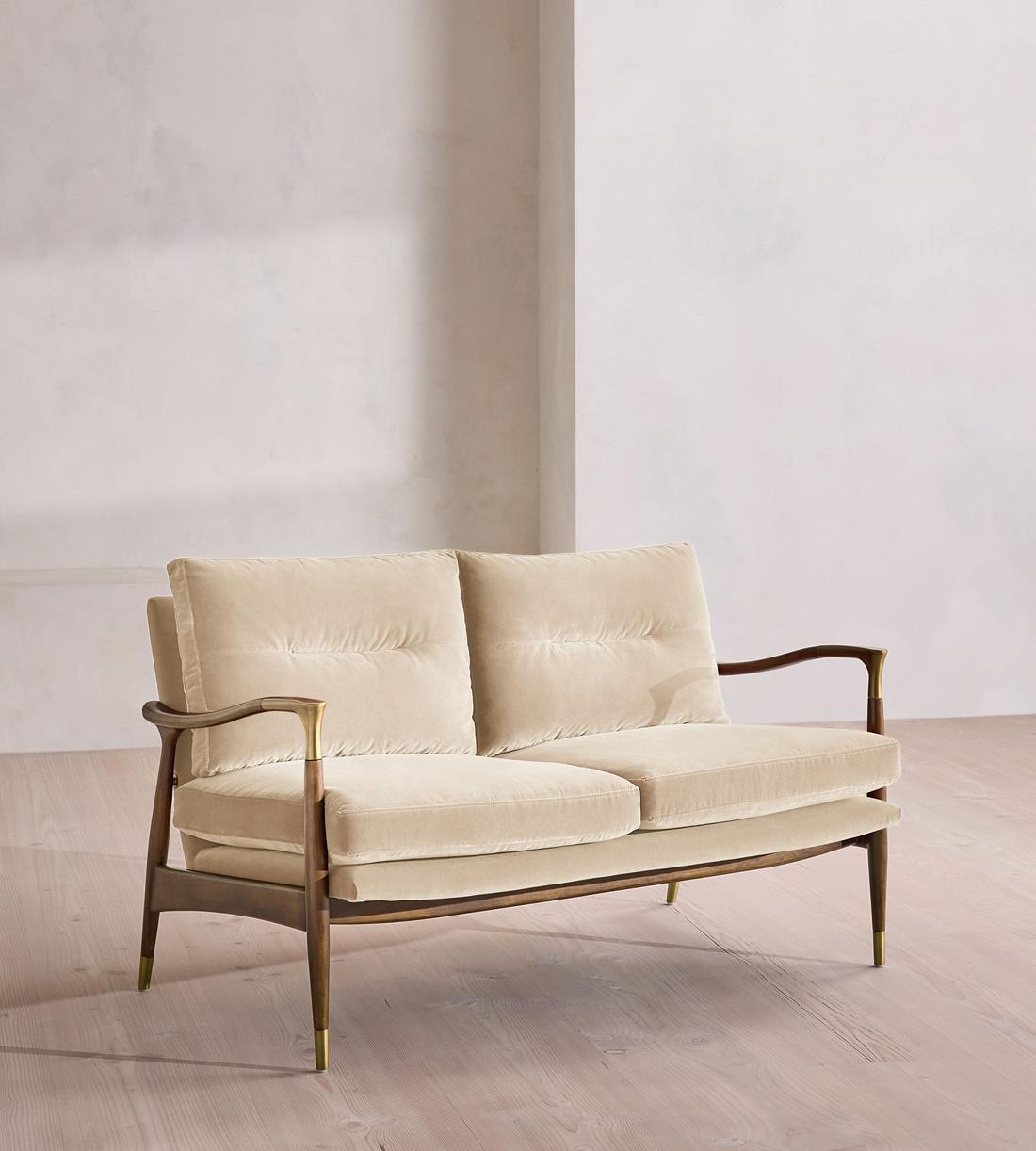 Theodore Two Seater Sofa - Velvet - Porcelain - US - Listing - Image 1