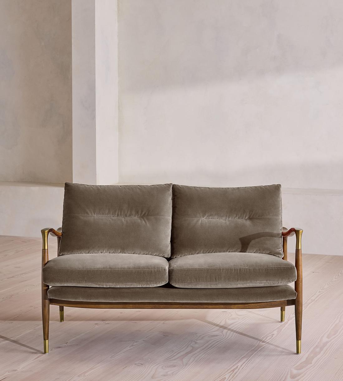 Theodore Two Seater Sofa - Velvet - Taupe - US - Listing - Image 2