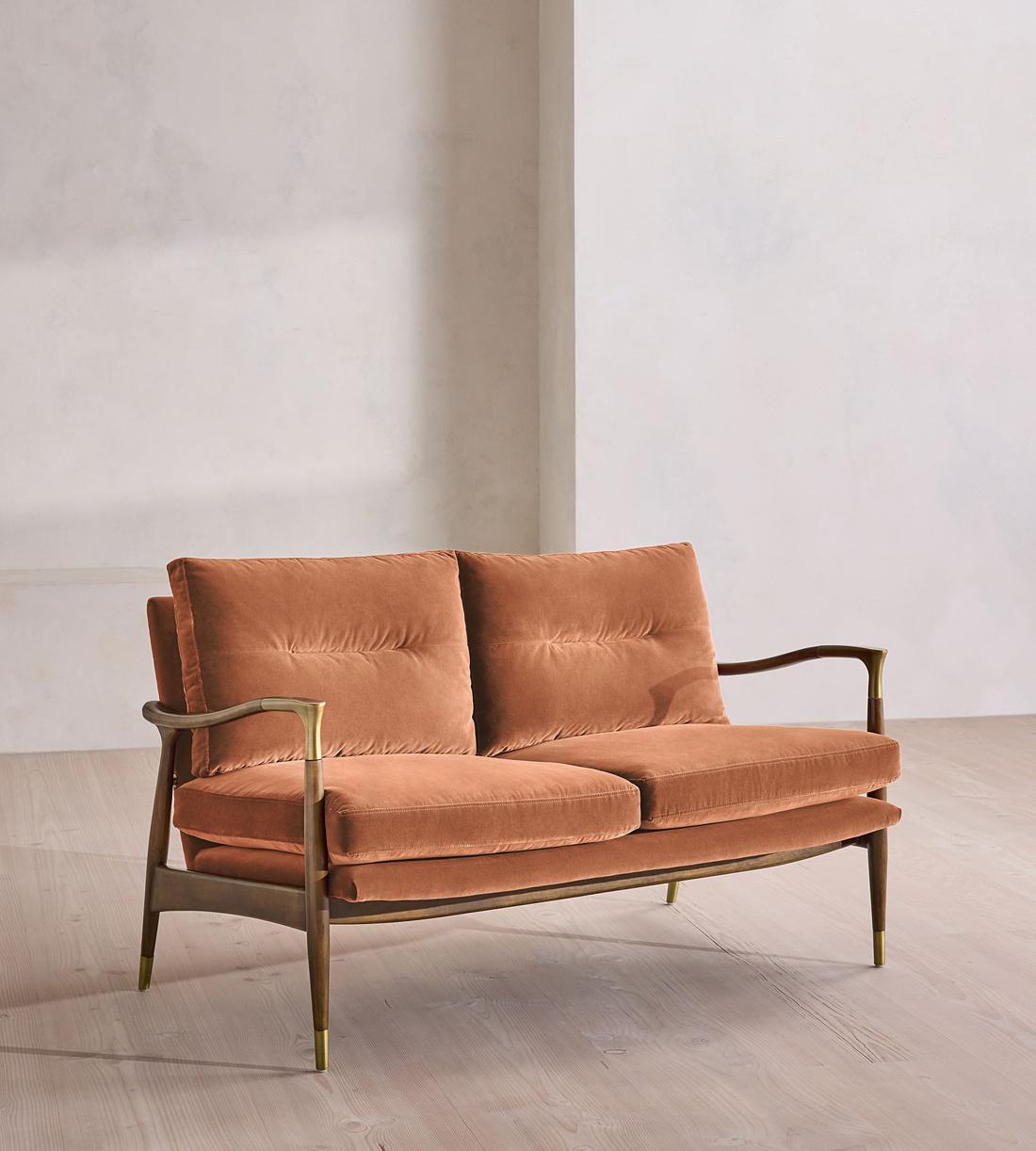 Theodore Two Seater Sofa - Velvet - Antique Rose - US - Listing - Image 1
