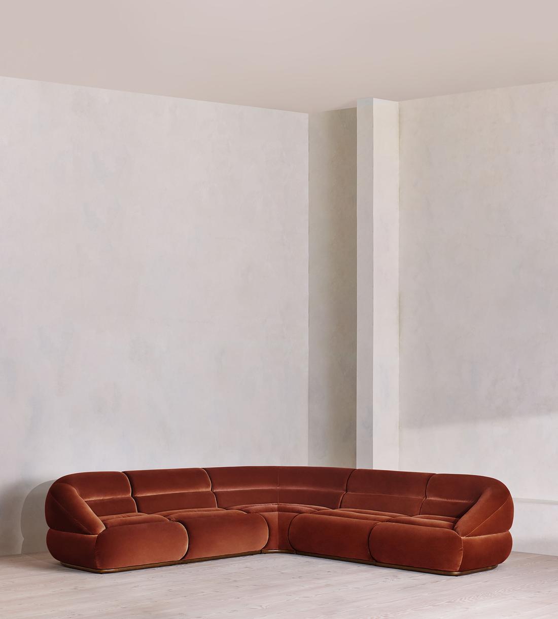 Edison Modular Sofa - Corner Sofa - Velvet - Rust UK - Listing - Image 1