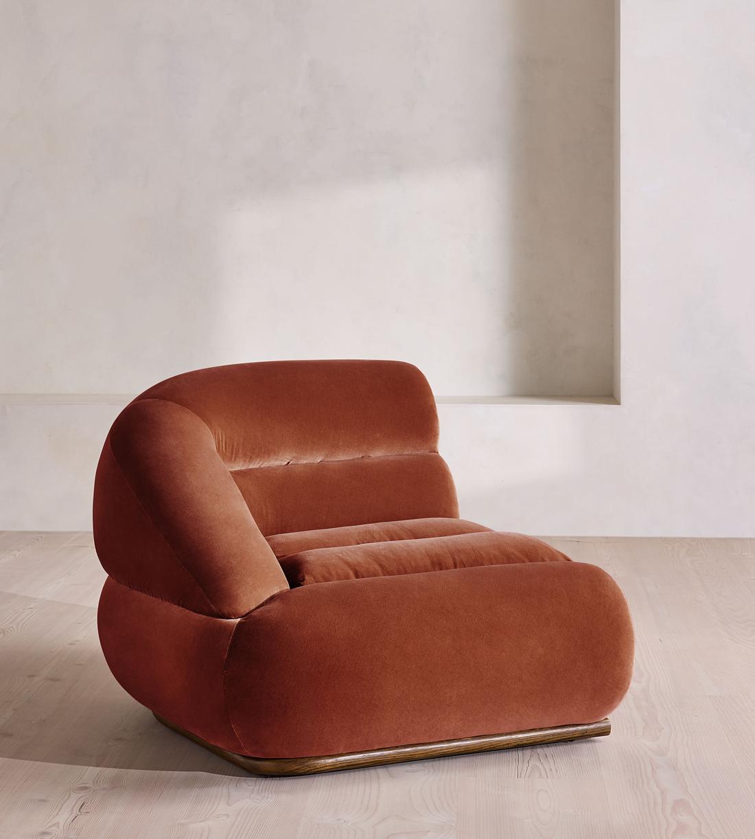 Edison Modular Sofa - Left Arm Module - Velvet - Rust - US - Image 1