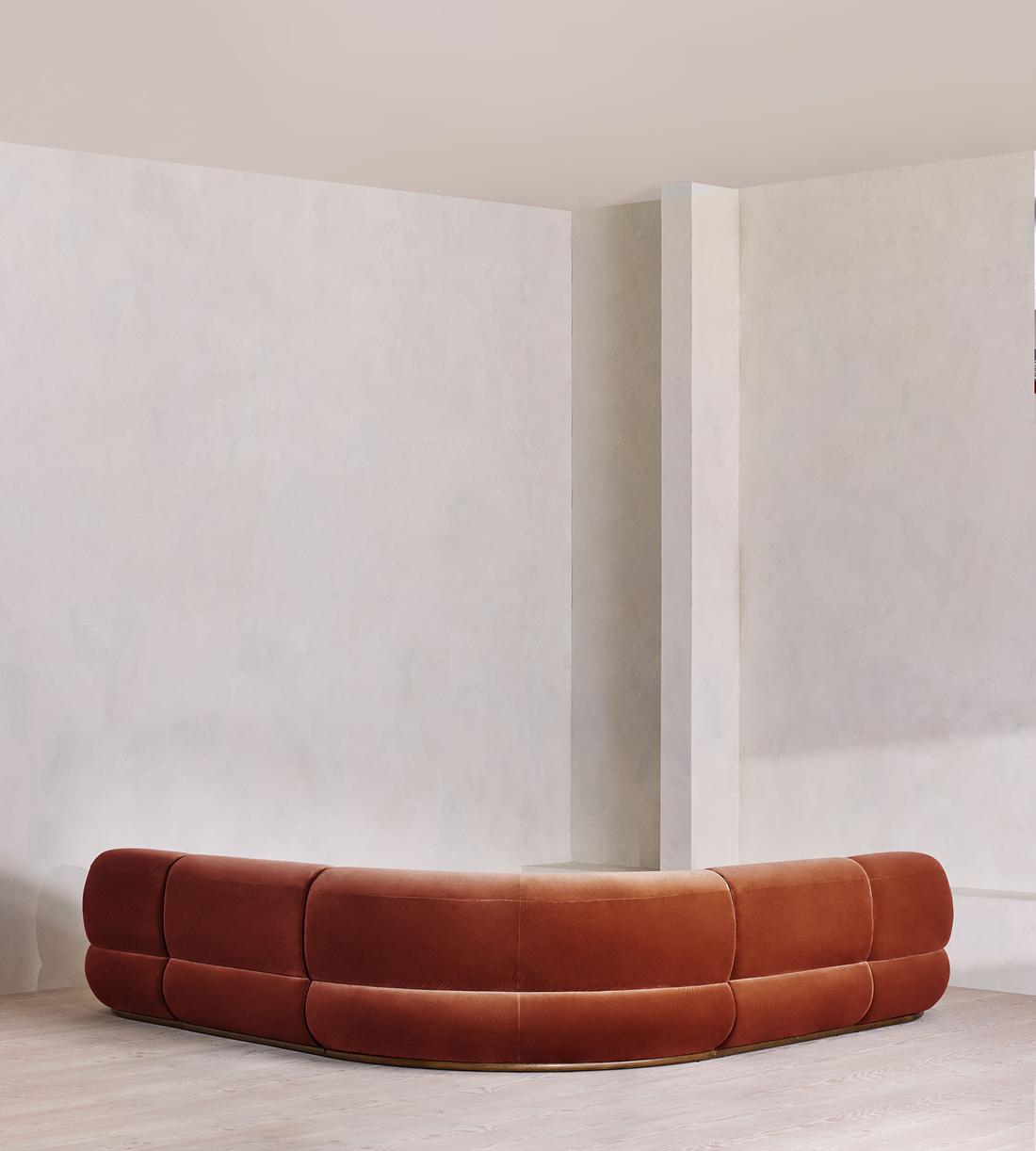 Edison Modular Sofa - Corner Sofa - Velvet - Rust US - Images - Image 3