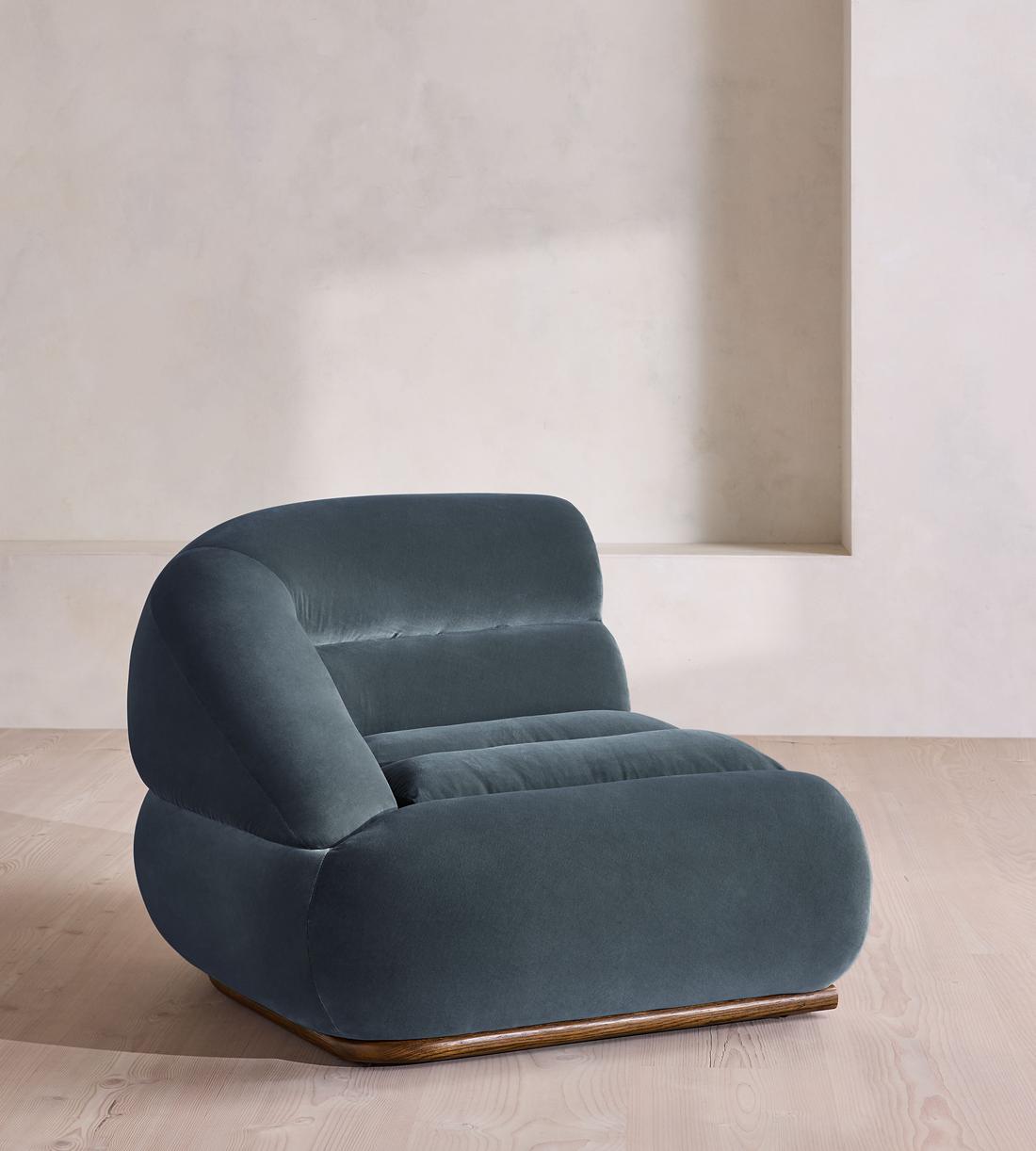 Edison Modular Sofa - Left Arm Module - Velvet - Grey Blue - US - Image 1