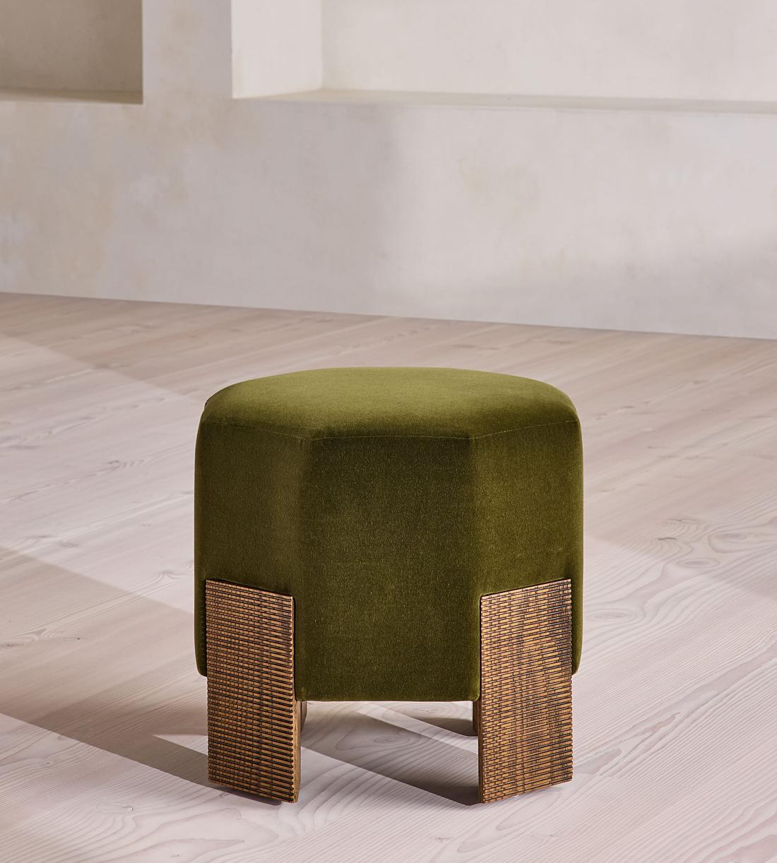Alvin Footstool - Velvet - Olive - US - Listing - Image 2
