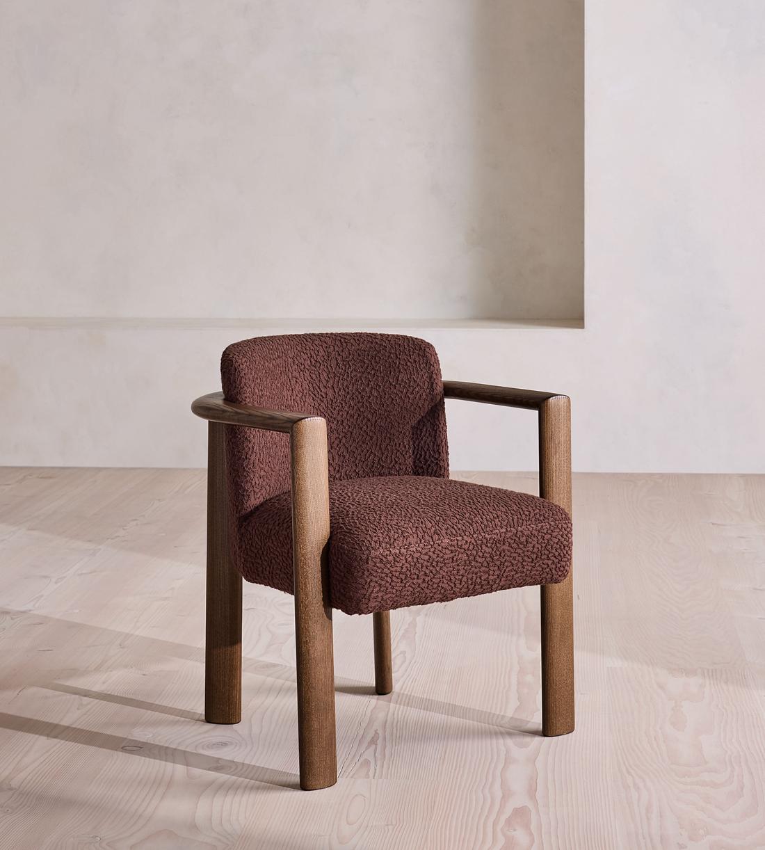 Aria Dining Chair - Boucle Jacquard - Aubergine - UK - Listing - Image 3