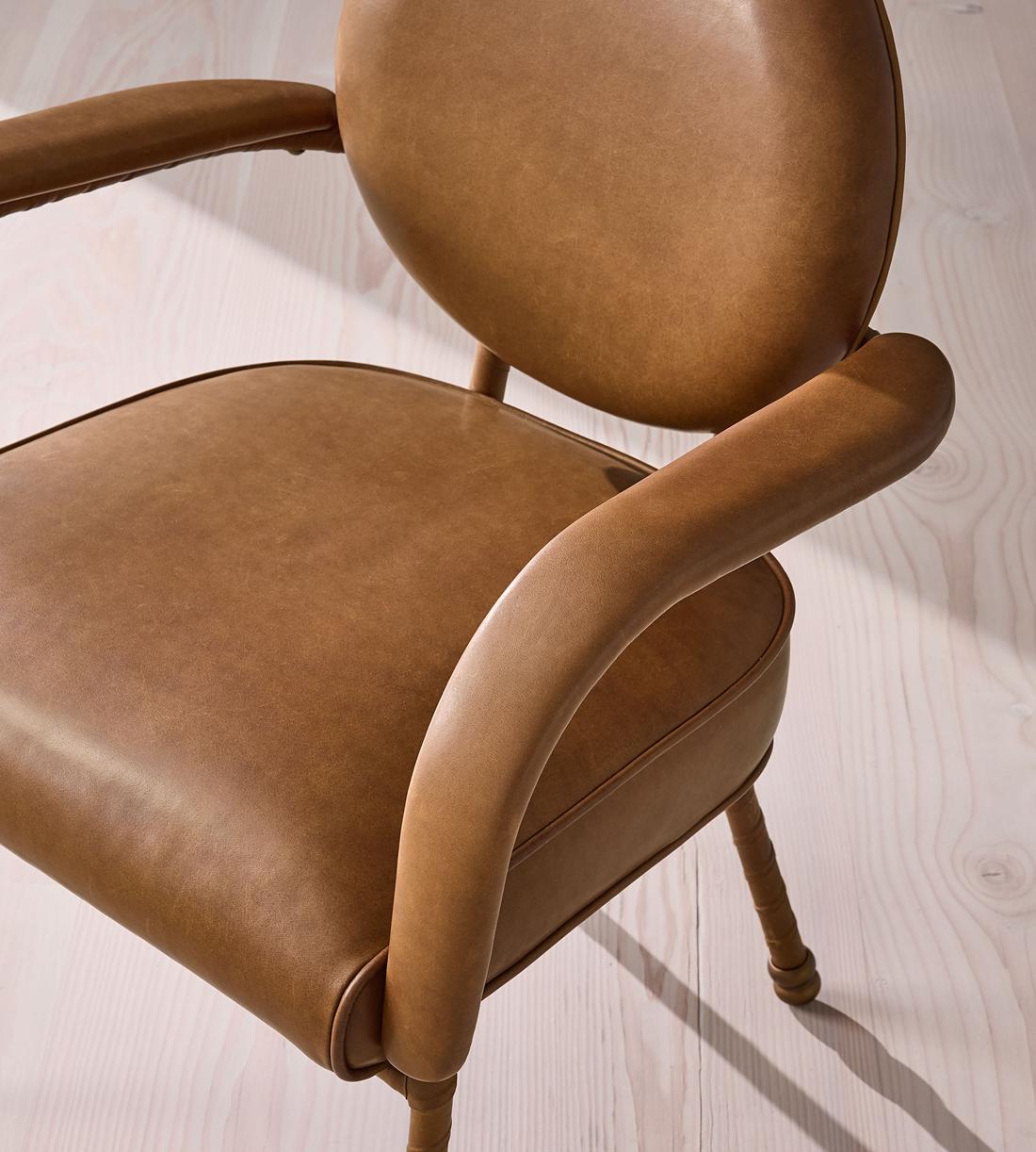 Milo Dining Armchair - Leather - Chestnut - US - Images - Image 5