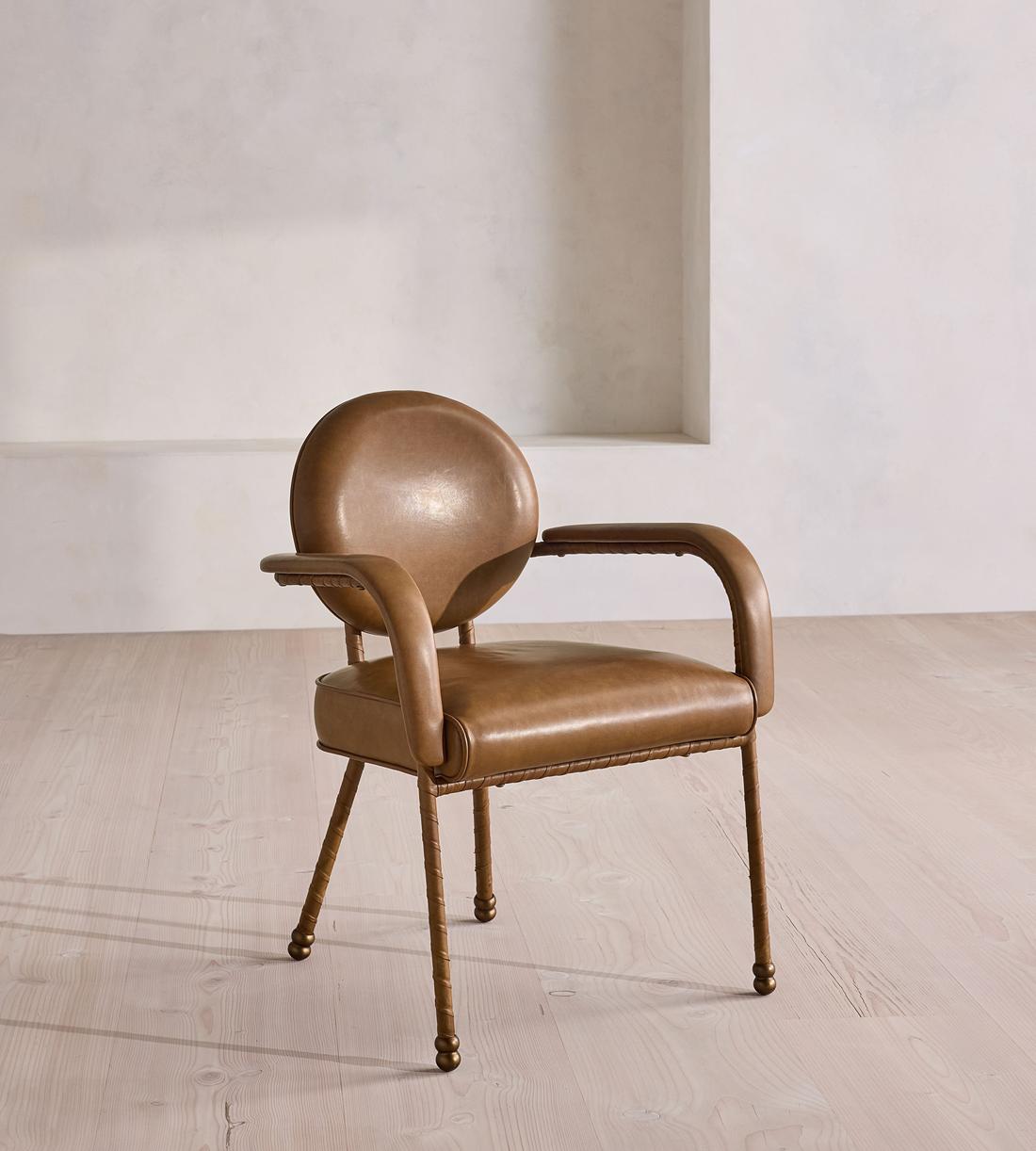 Milo Dining Armchair - Leather - Chestnut - UK - Listing - Image 1