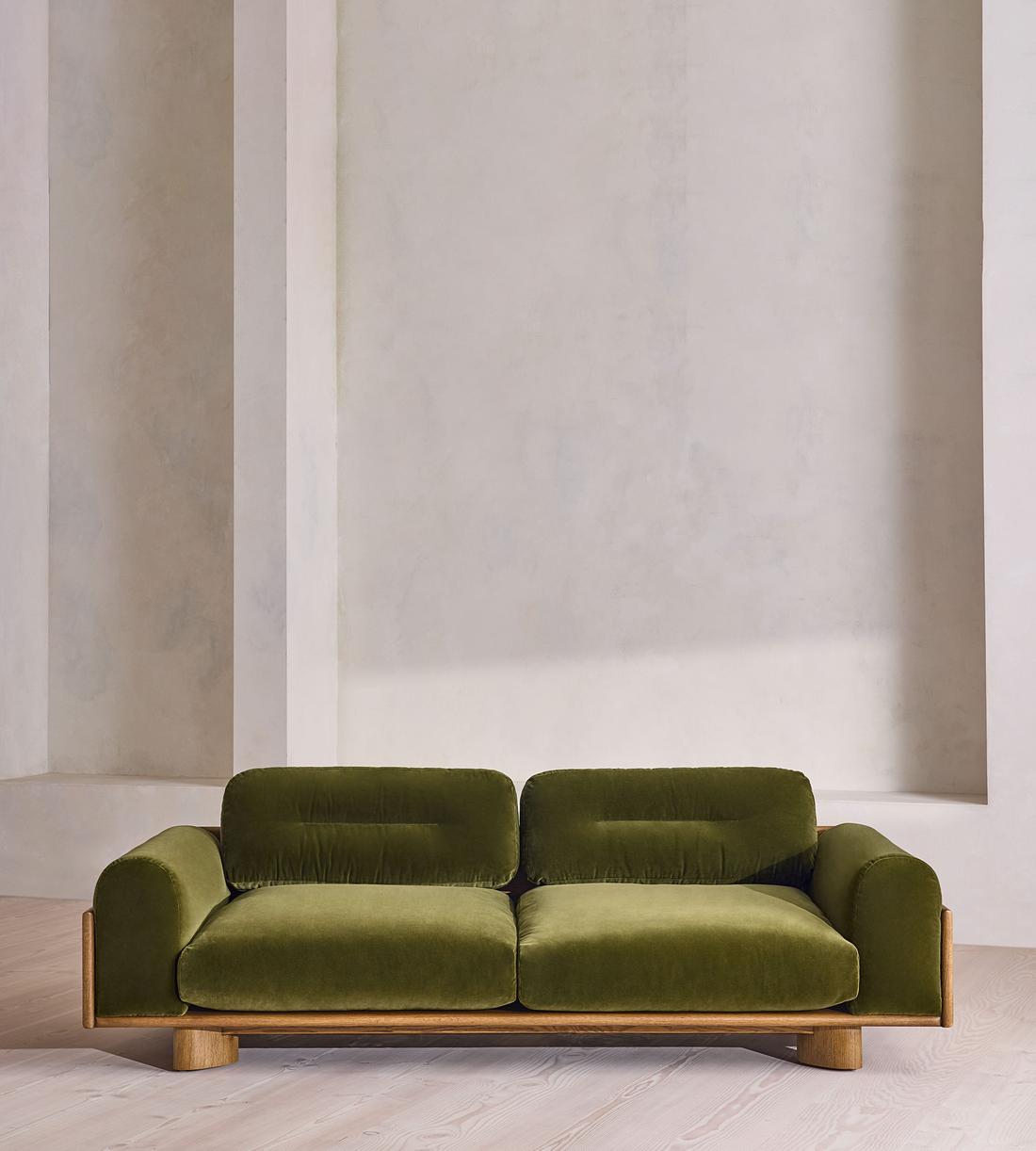Hoxton Three Seater Sofa - Velvet - Olive - US - Listing - Image 4