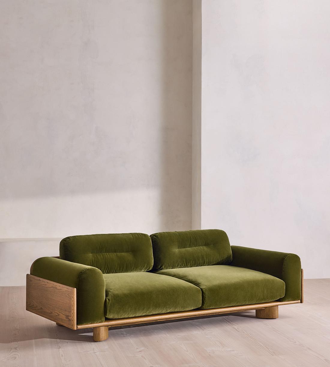 Hoxton Three Seater Sofa - Velvet - Olive - UK - Listing - Image 3
