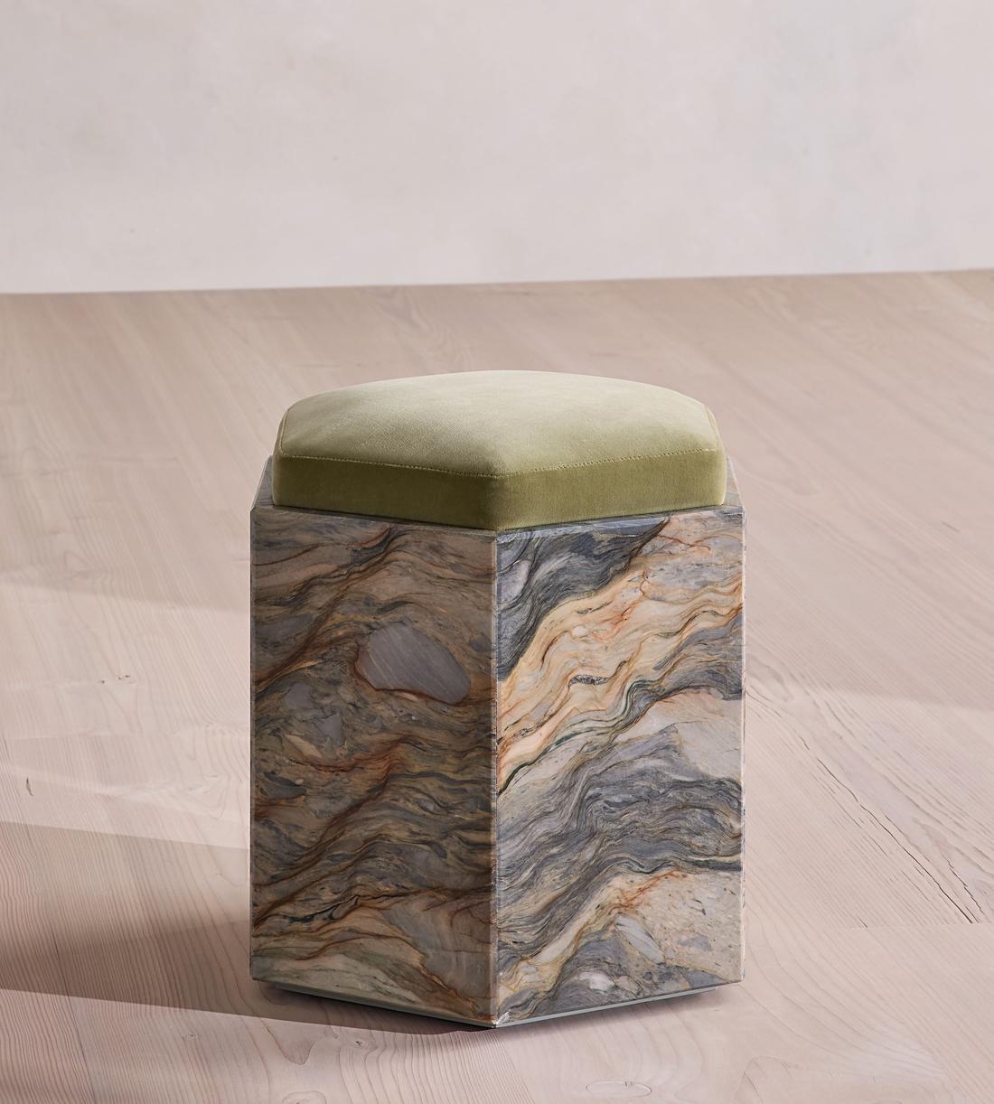 Novi Footstool - Velvet - Lichen - UK - Listing - Image 2