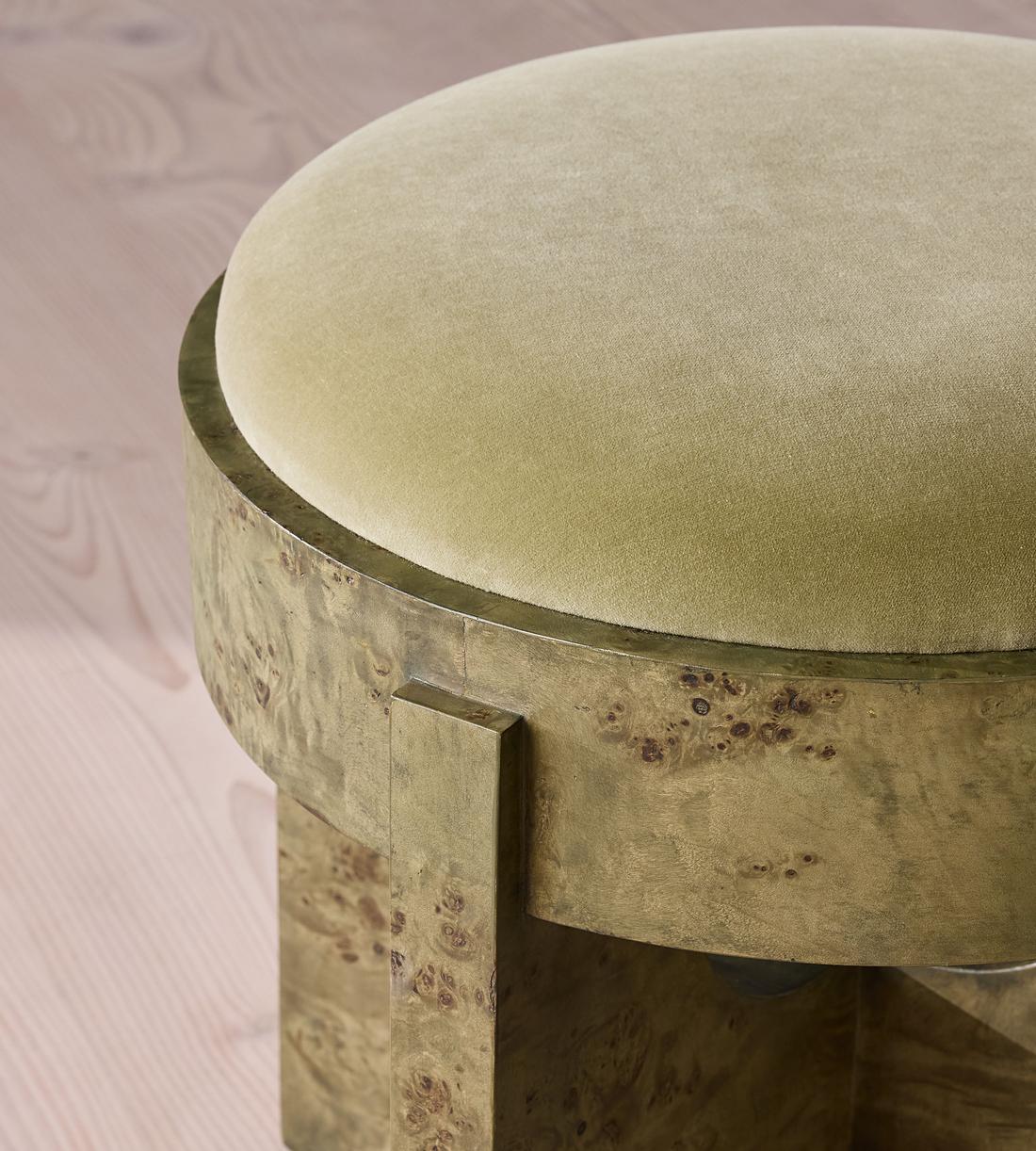 Dalton Burl Footstool - Velvet - Lichen - UK - Images - Image 6