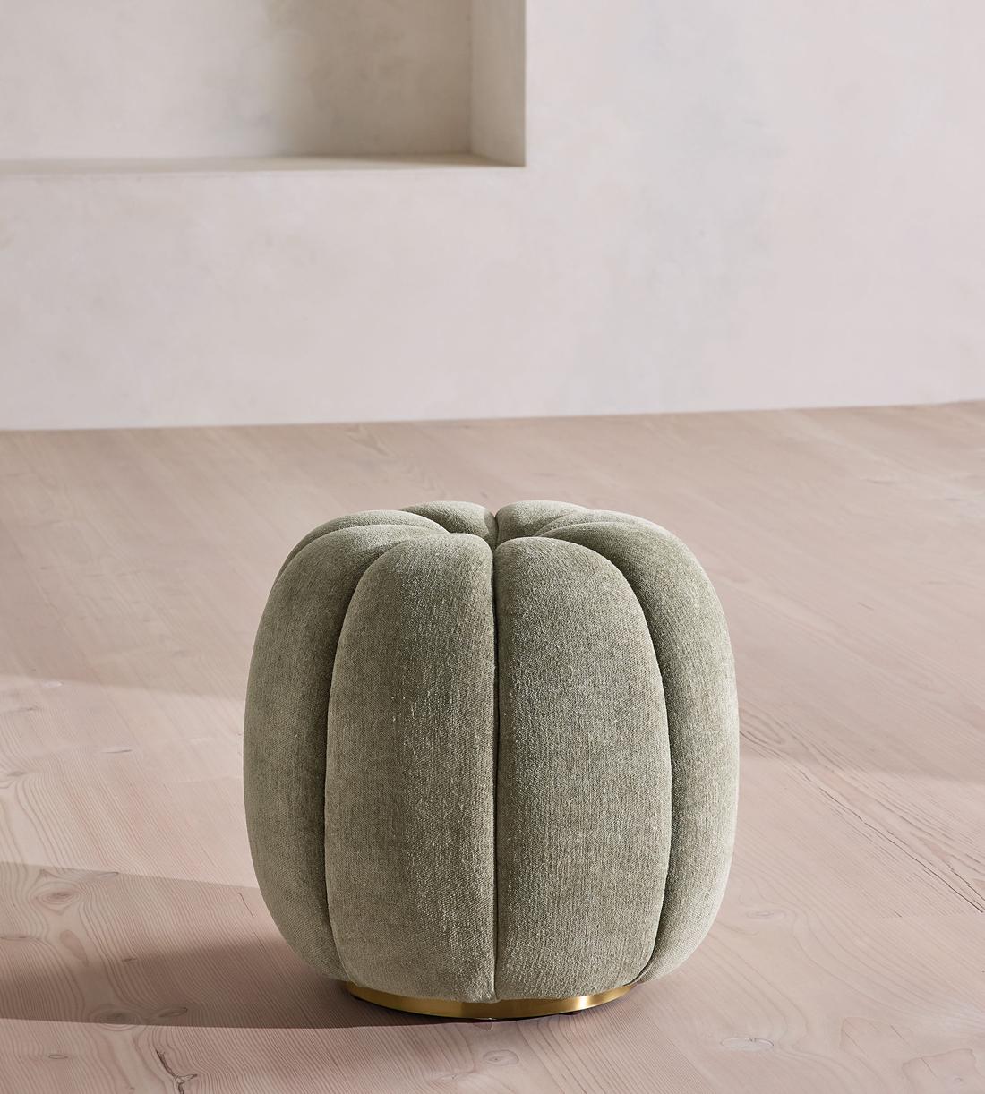 Sofia Footstool - Linen Chenille - Sage - UK - Listing - Image 2