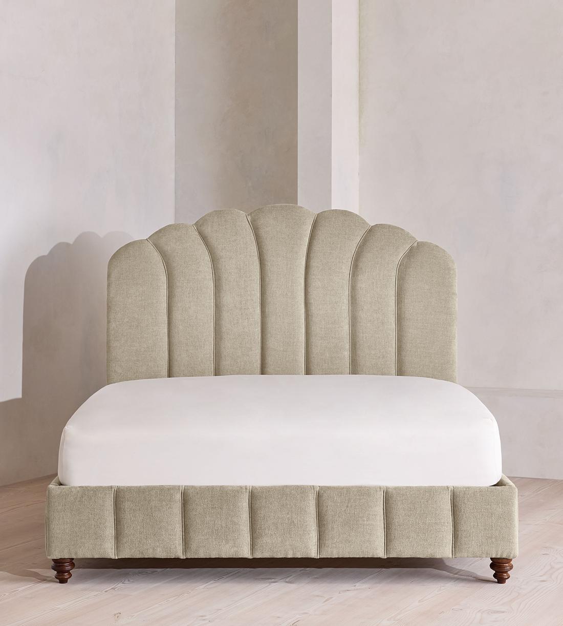 Manette Bed - King - Linen Chenille - Stone - UK - Listing - Image 2