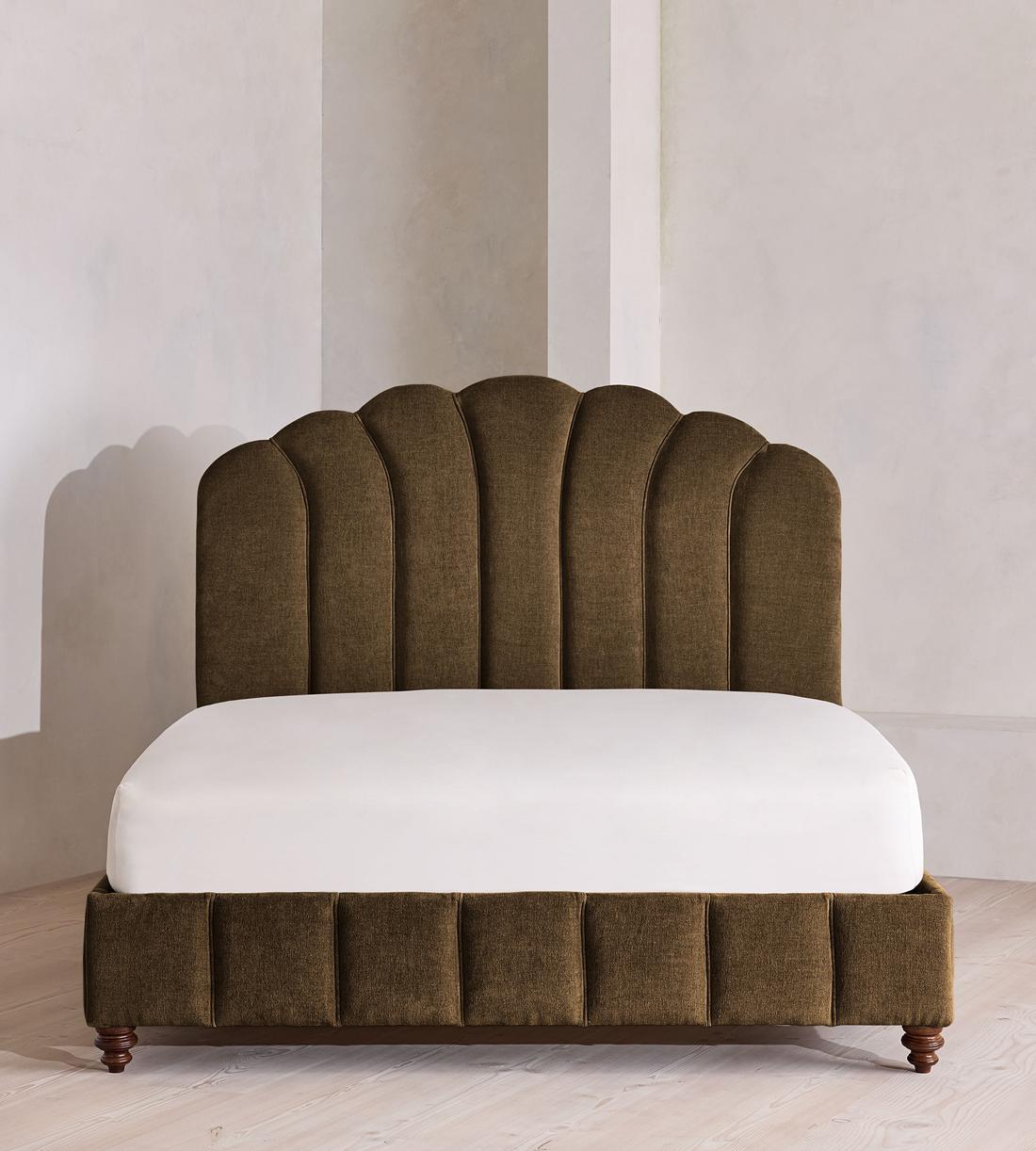 Manette Bed - Double - Linen Chenille - Chocolate - UK - Listing - Image 2