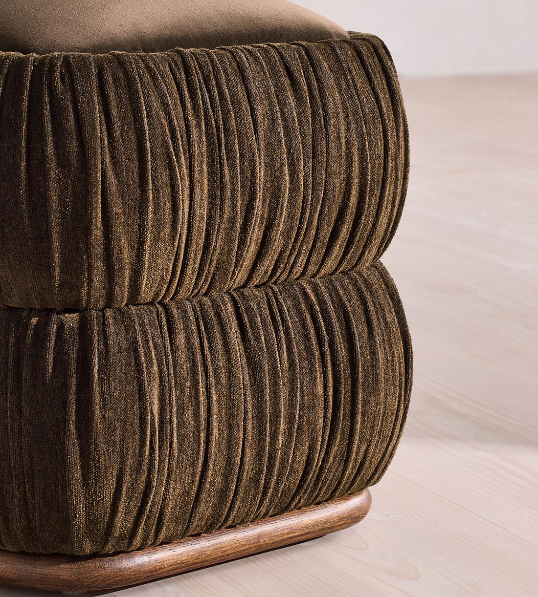 Tabitha Footstool - Linen Chenille & Velvet - Chocolate - UK - Images - Image 4
