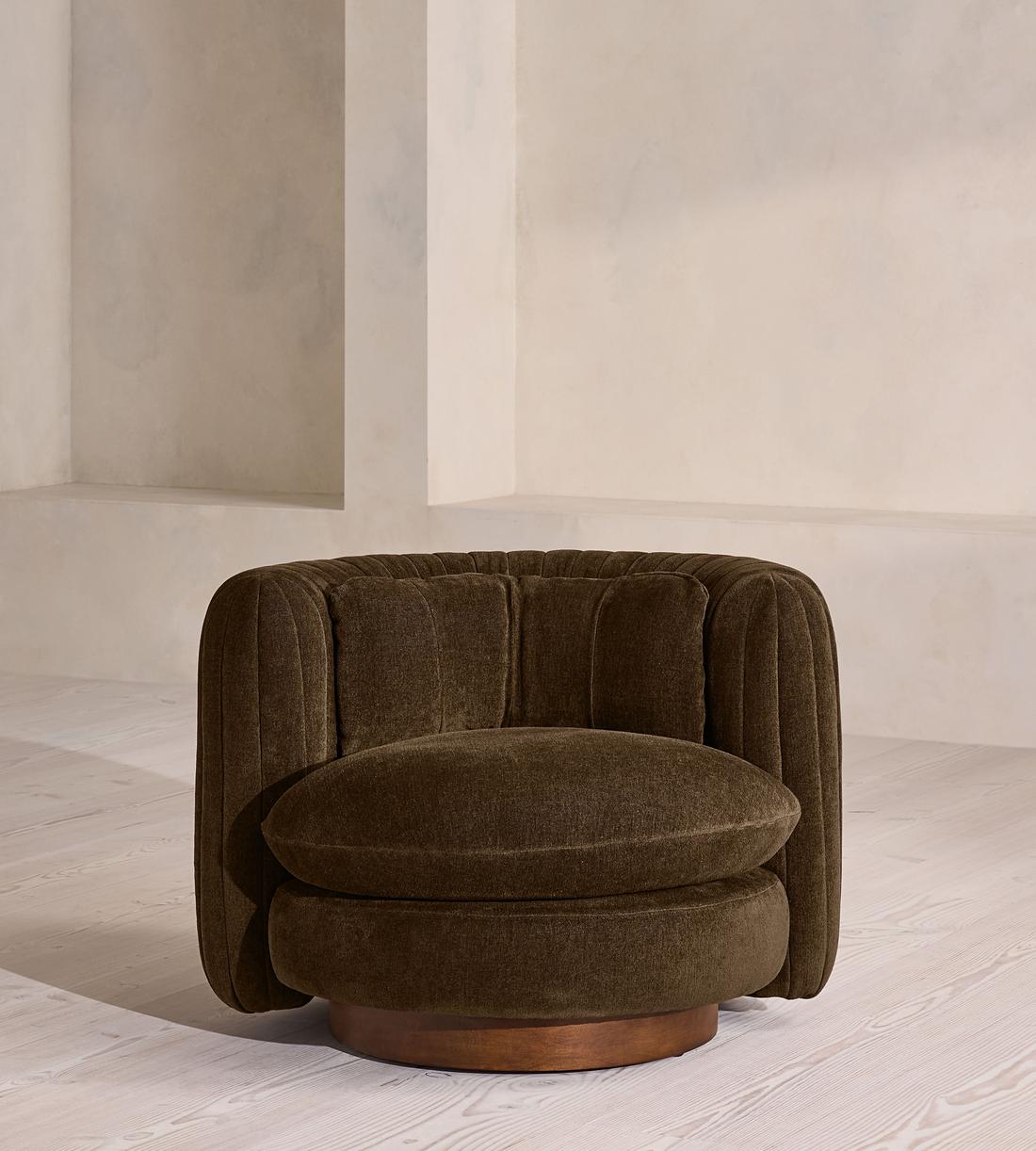 Vivienne Armchair - Linen Chenille - Chocolate - UK - Listing - Image 4